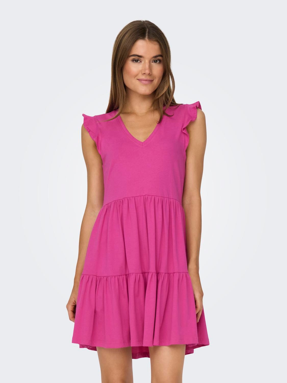 ONLY Jerseykleid »ONLMAY CAP SLEEVES FRILL DRESS«, Sommerkleid