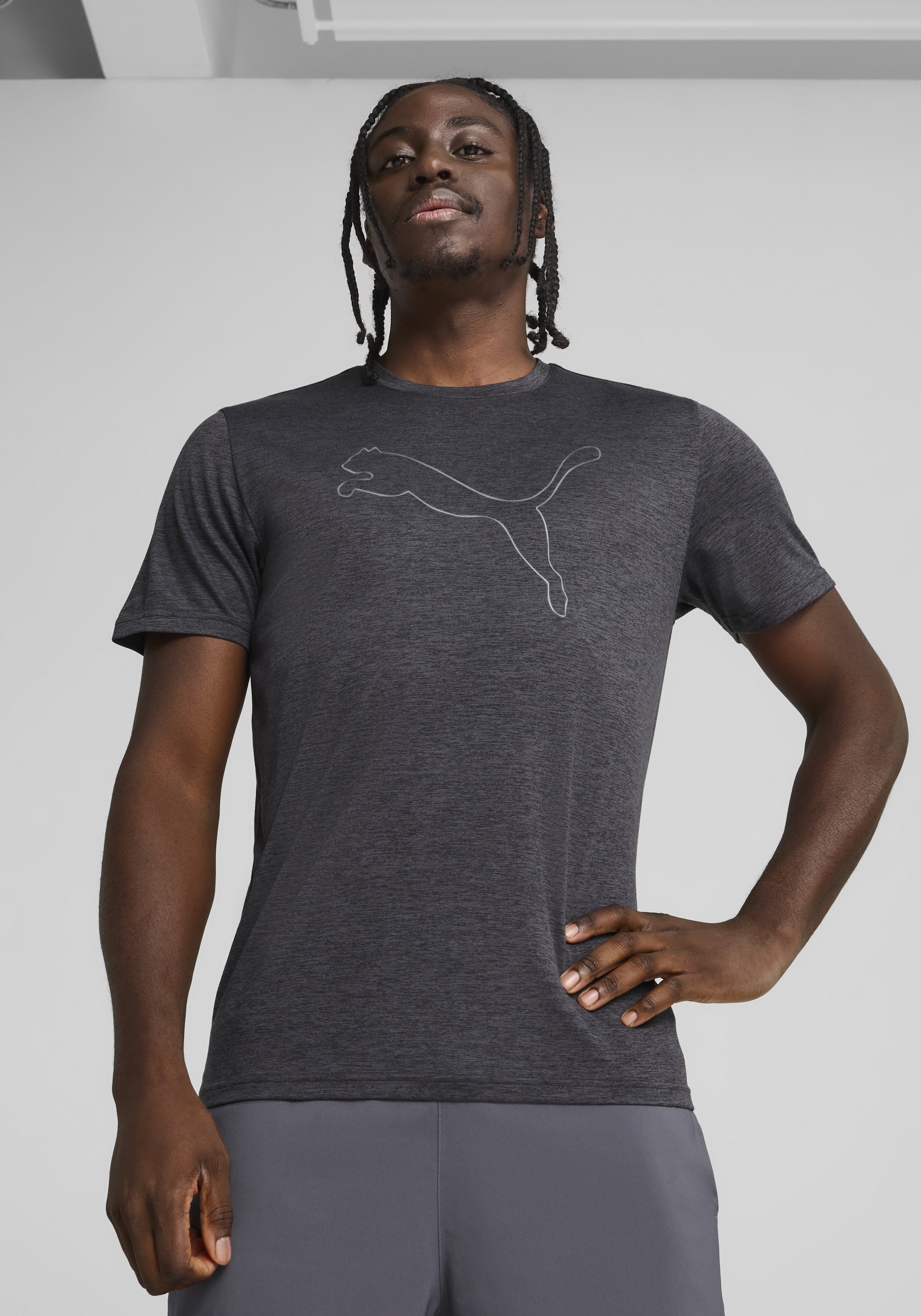 PUMA Trainingsshirt »M TAD ESSENTIAL HEATHER CAT TEE (CF LARGE CAT)« Kurzarm, für Sportmode und aktive Freizeit, mit DryCELL Technologie