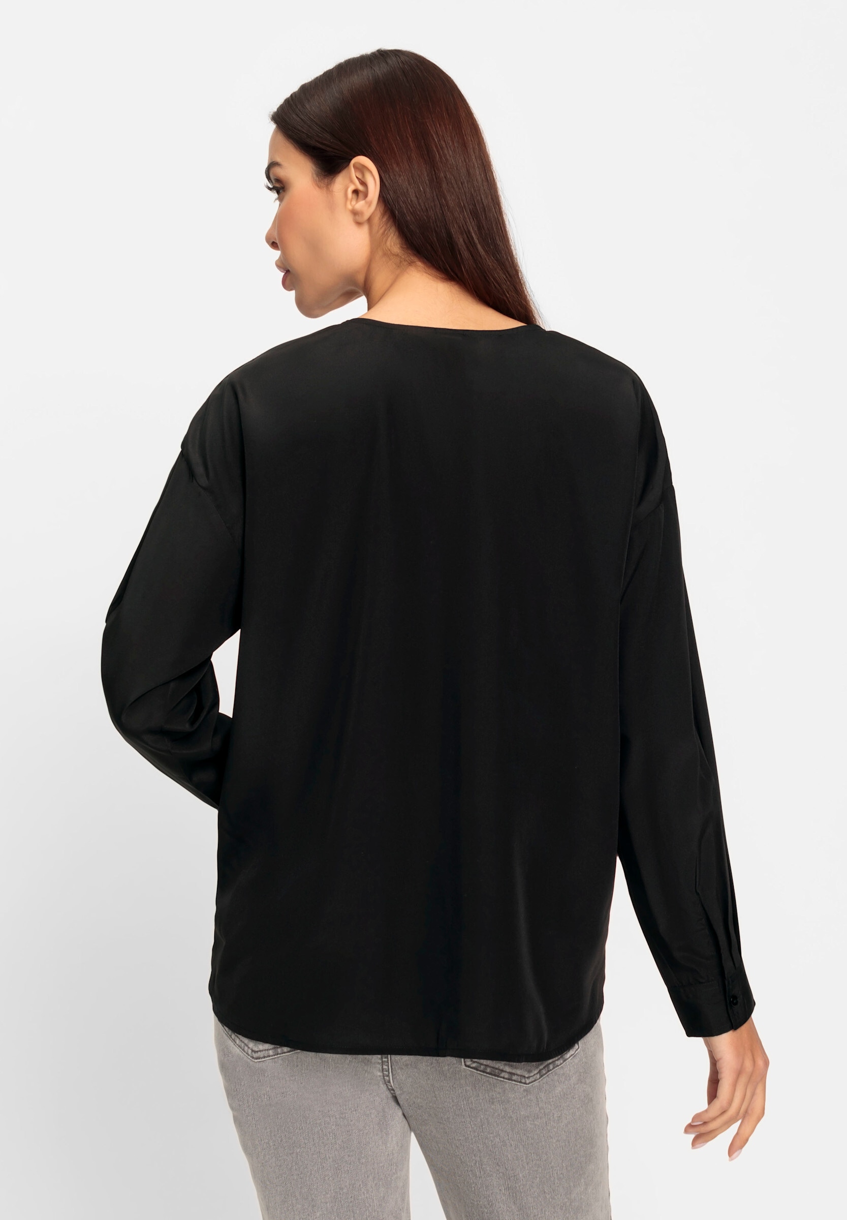 heine Klassische Bluse »Bluse Schlupfbluse mit Satin am V-Ausschnitt«
