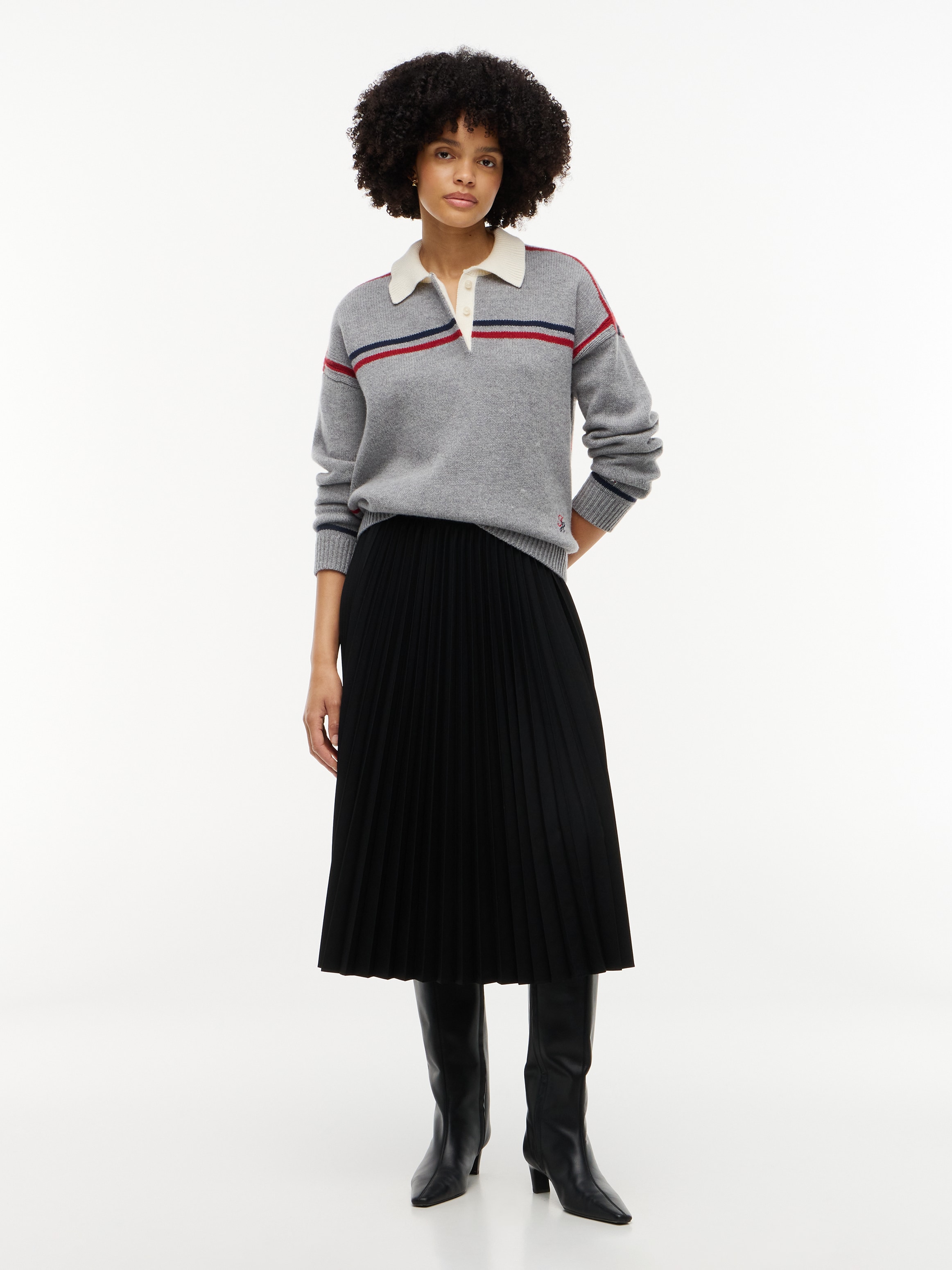 Tommy Hilfiger Plisseerock »VISCOSE ELASTIC PLEAT MIDI SKIRT« Materialmix, Plissee Falten