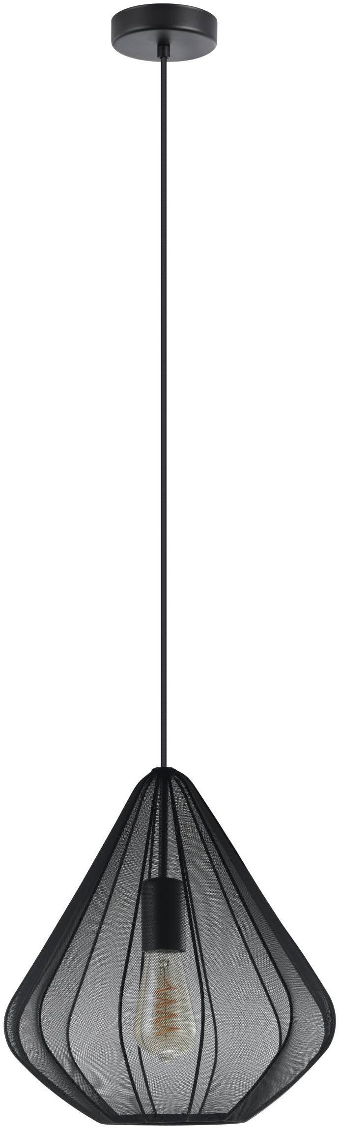 EGLO Hängeleuchte »Dolwen Hängelampe, Pendelleuchte, Esszimmerlampe Japanisch, E27, Lampe« E27 1 Stk. Hängeleuchte - H110 x Ø33,5 cm - schwarz - 1X40W exkl.