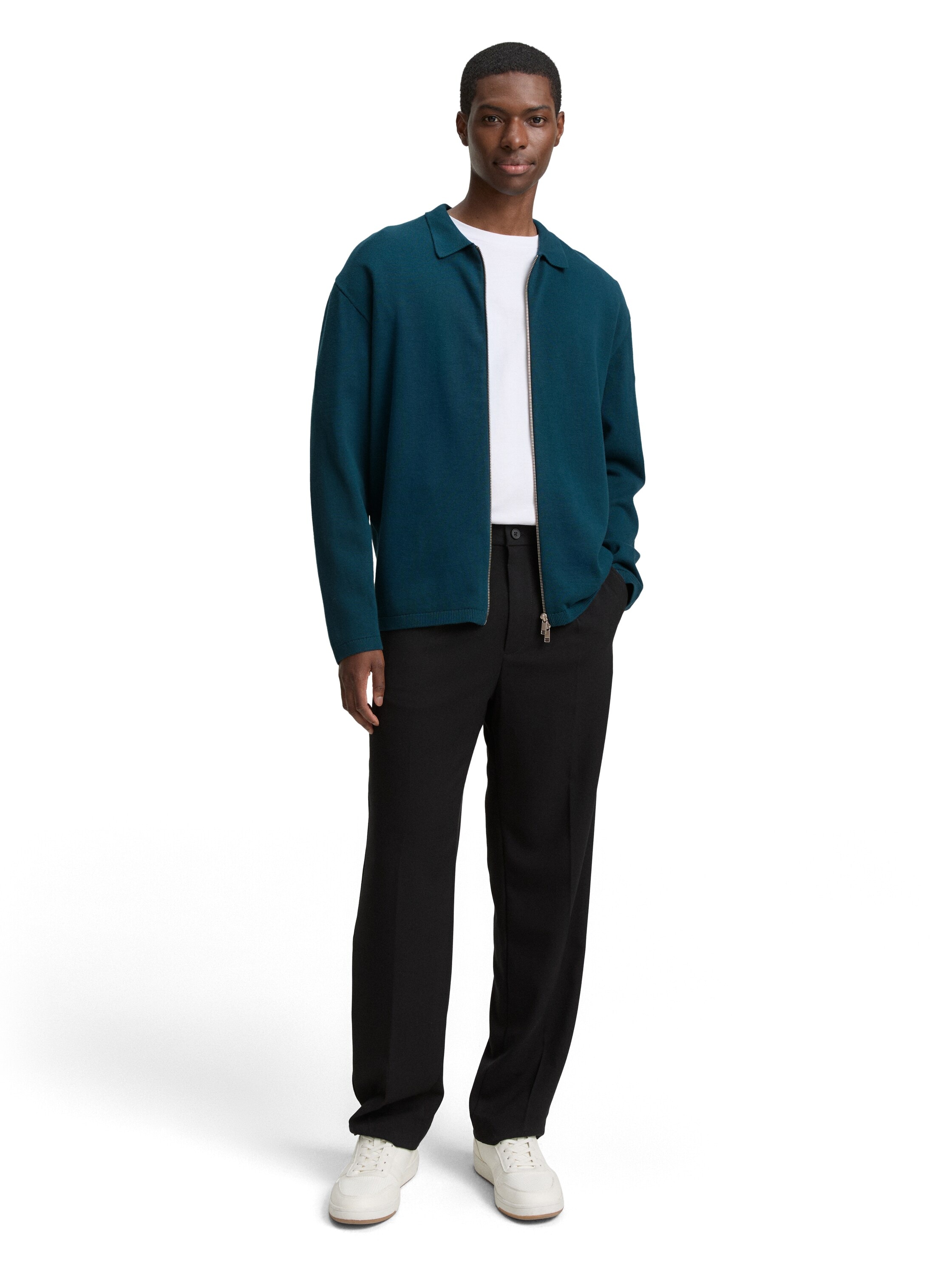 TOM TAILOR Denim Strickpullover, mit Reißverschluss