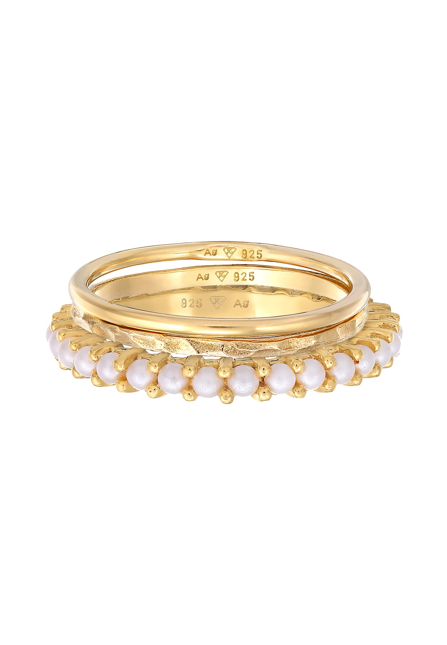 Elli Ring-Set »Ring Stapelring Perlen 3er Set 925 Silber«