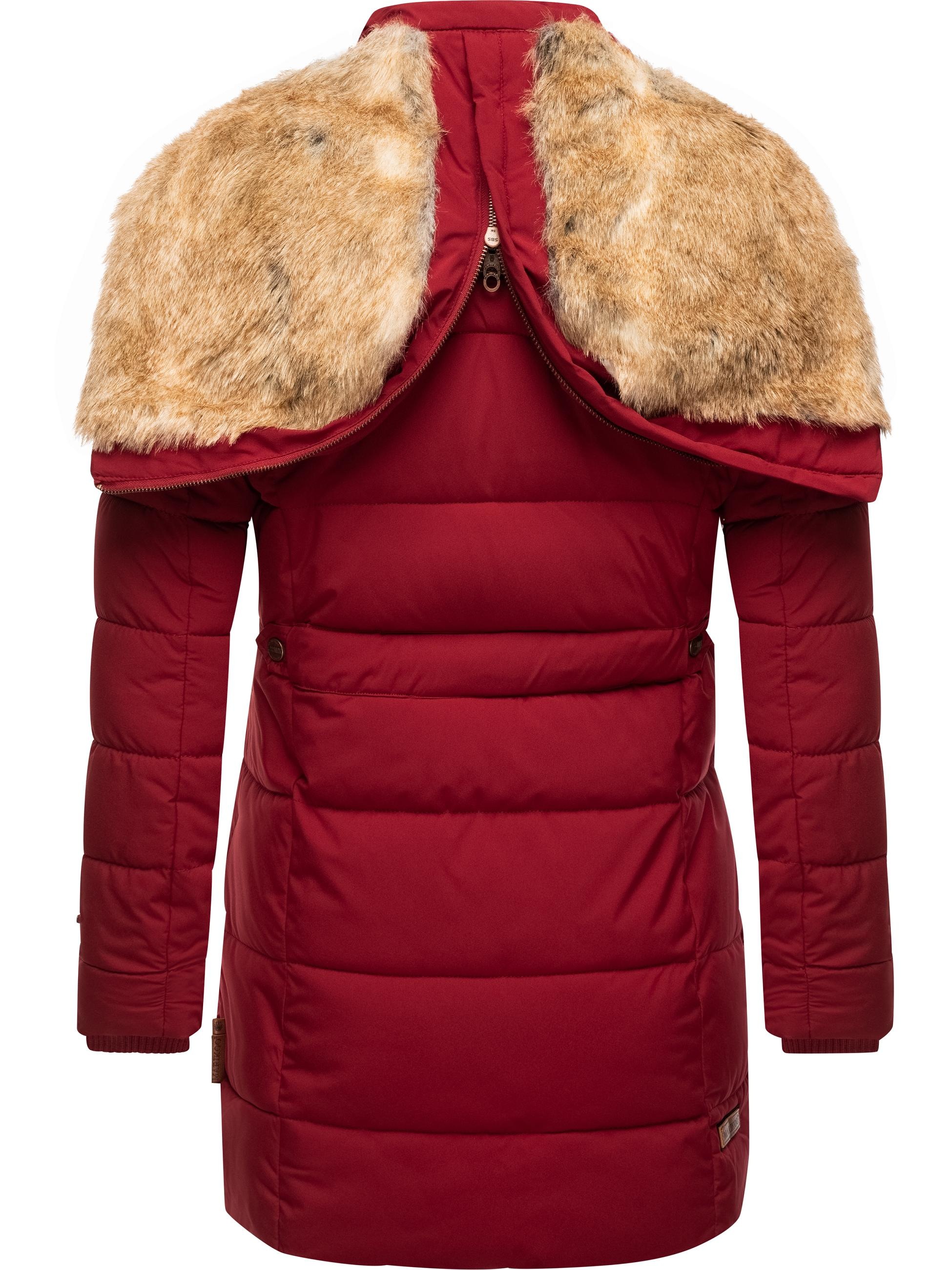 Marikoo Wintermantel »Wintermantel Lieblings Jacke«, stylischer Winter Steppmantel m. Kunstpelz-Kapuze