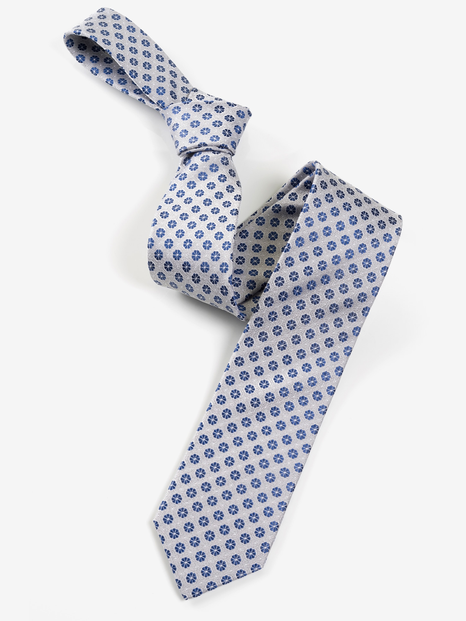 MONTI Krawatte, (1 St.), aus reiner Seide, mit blauen Ornamenten, 6,5 cm breit