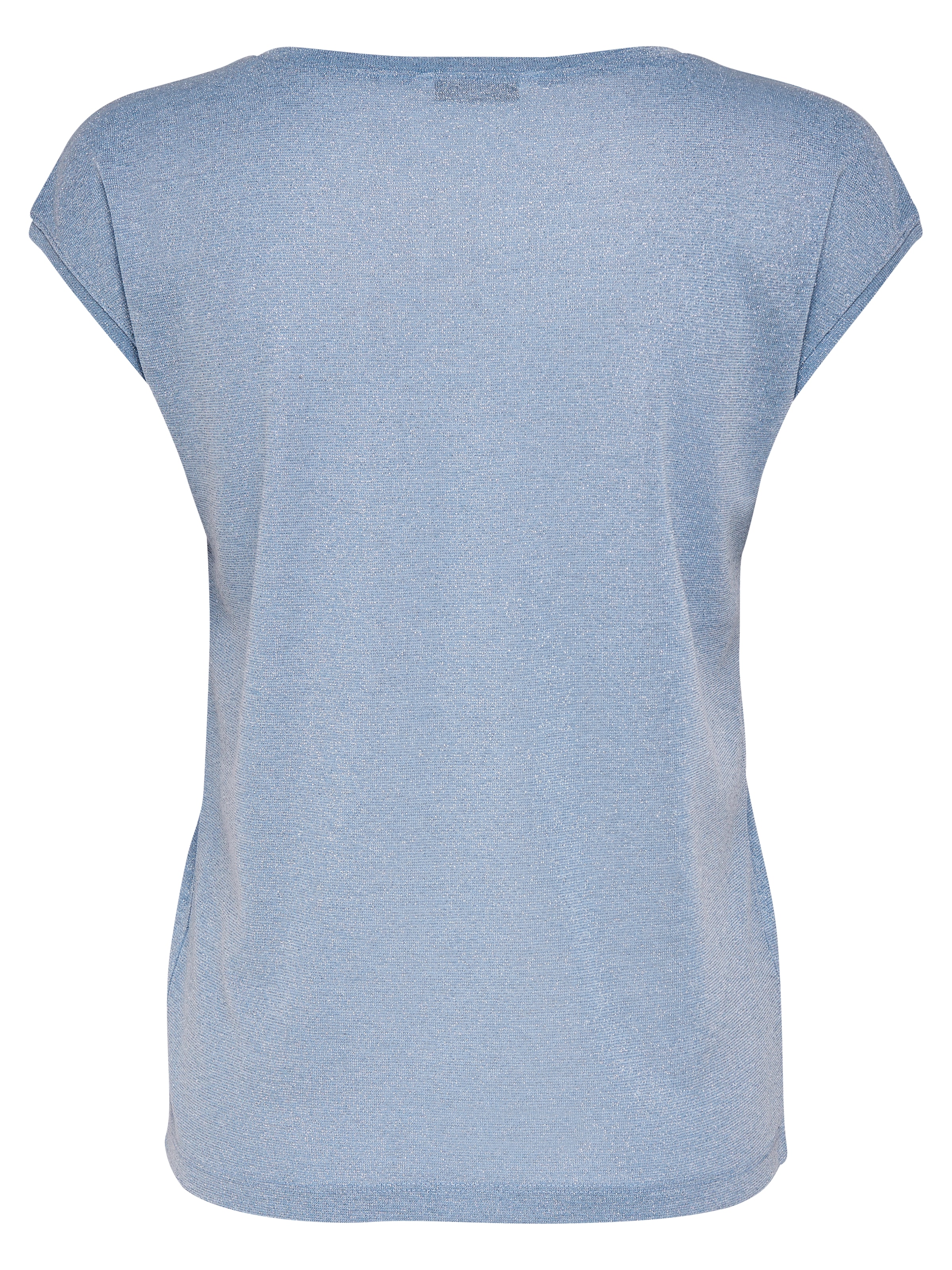 ONLY Kurzarmshirt »ONLSILVERY S/S V NECK LUREX TOP JRS NOOS« Materialmix mit Glitzer, loose fit, Rundhals