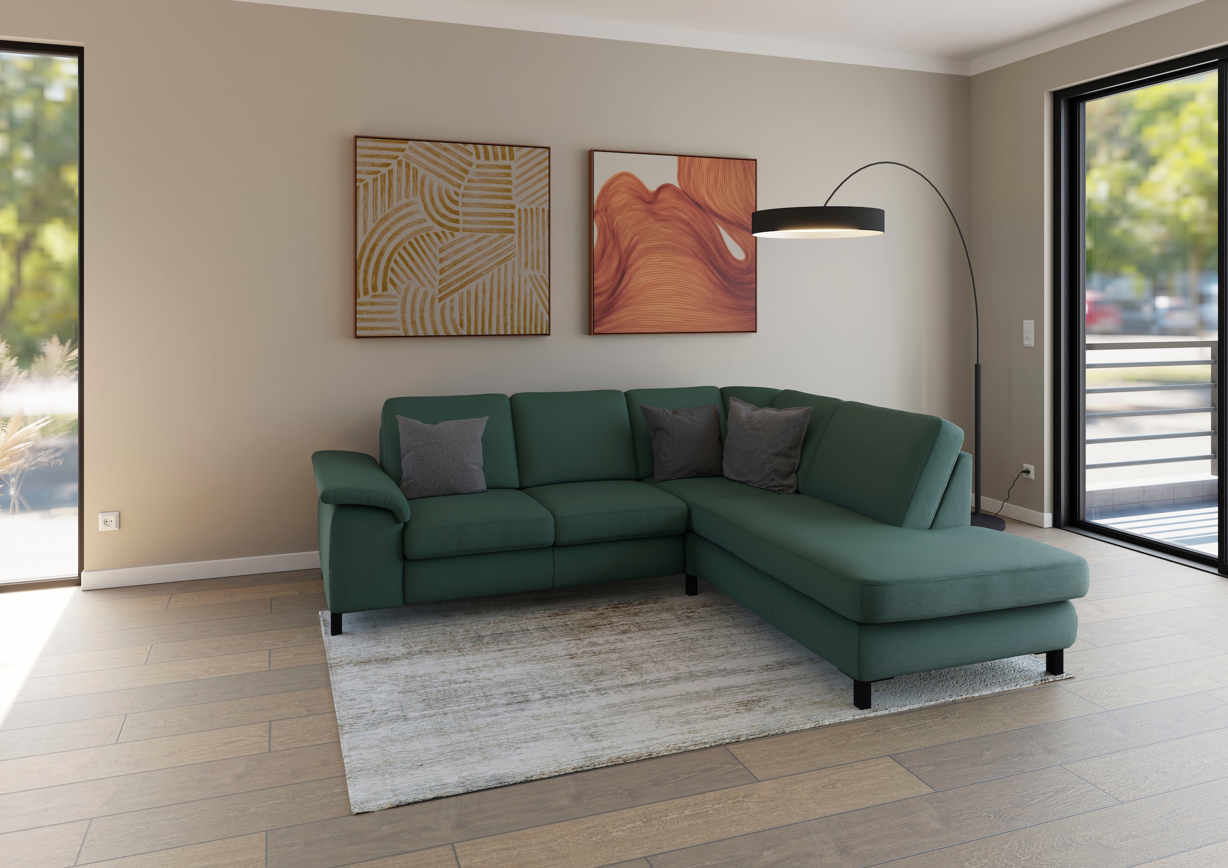 Musterring Ecksofa »MR365« Mit gerundeter 29 cm Armlehne, wahlweise in 3 Materialien,247 x 219 cm