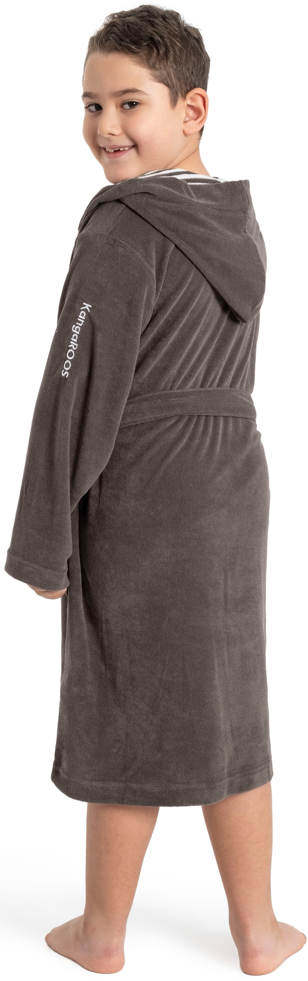 KangaROOS Kinderbademantel »Dalia, Ideal für Zuhause, Schwimmbad oder im Urlaub« 1 Stk. Uni-Farben mit Streifen