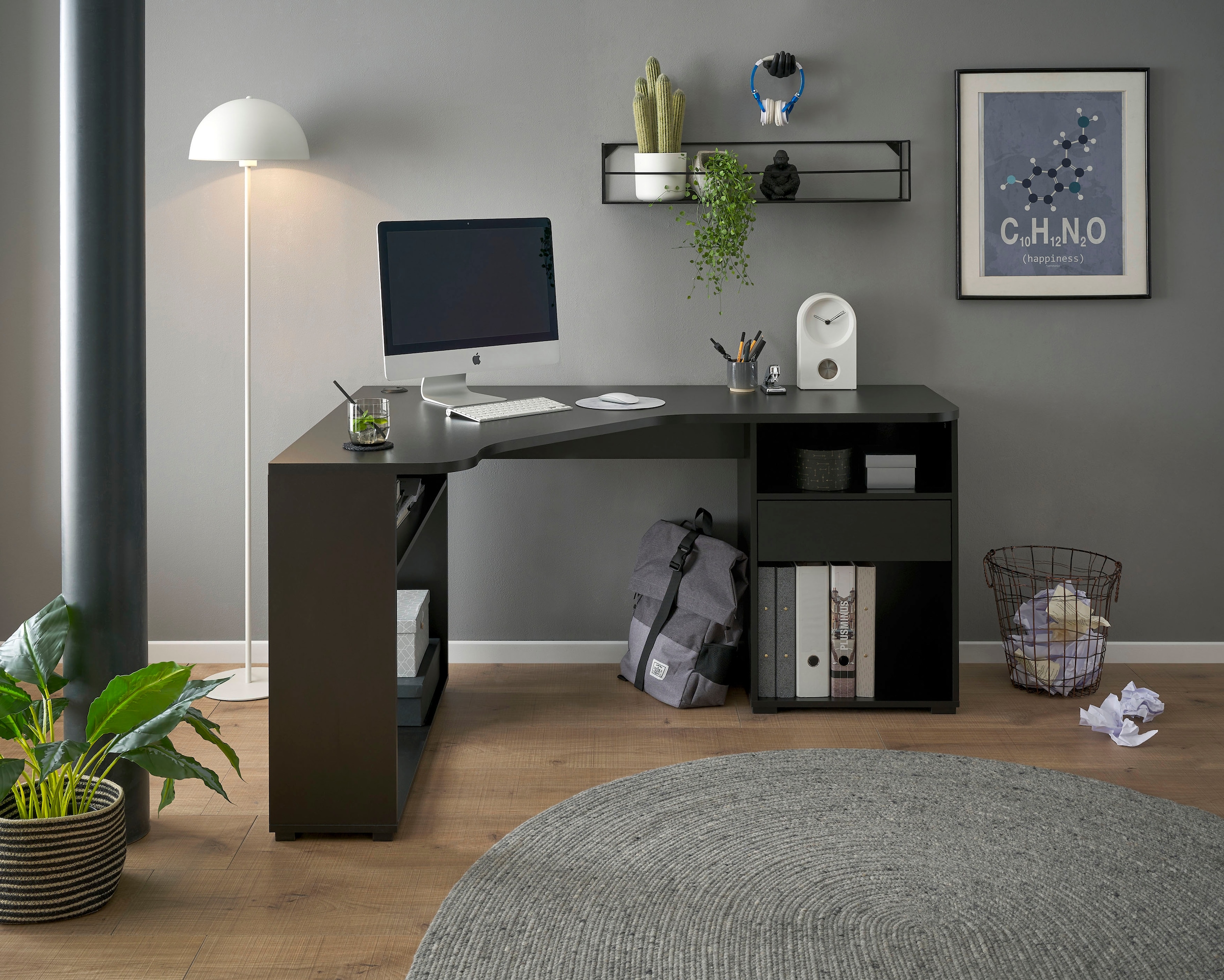 BEGA OFFICE Eckschreibtisch »BC3155«, schwarz mit Ablagefächer und Schublade  OTTO Online Shop