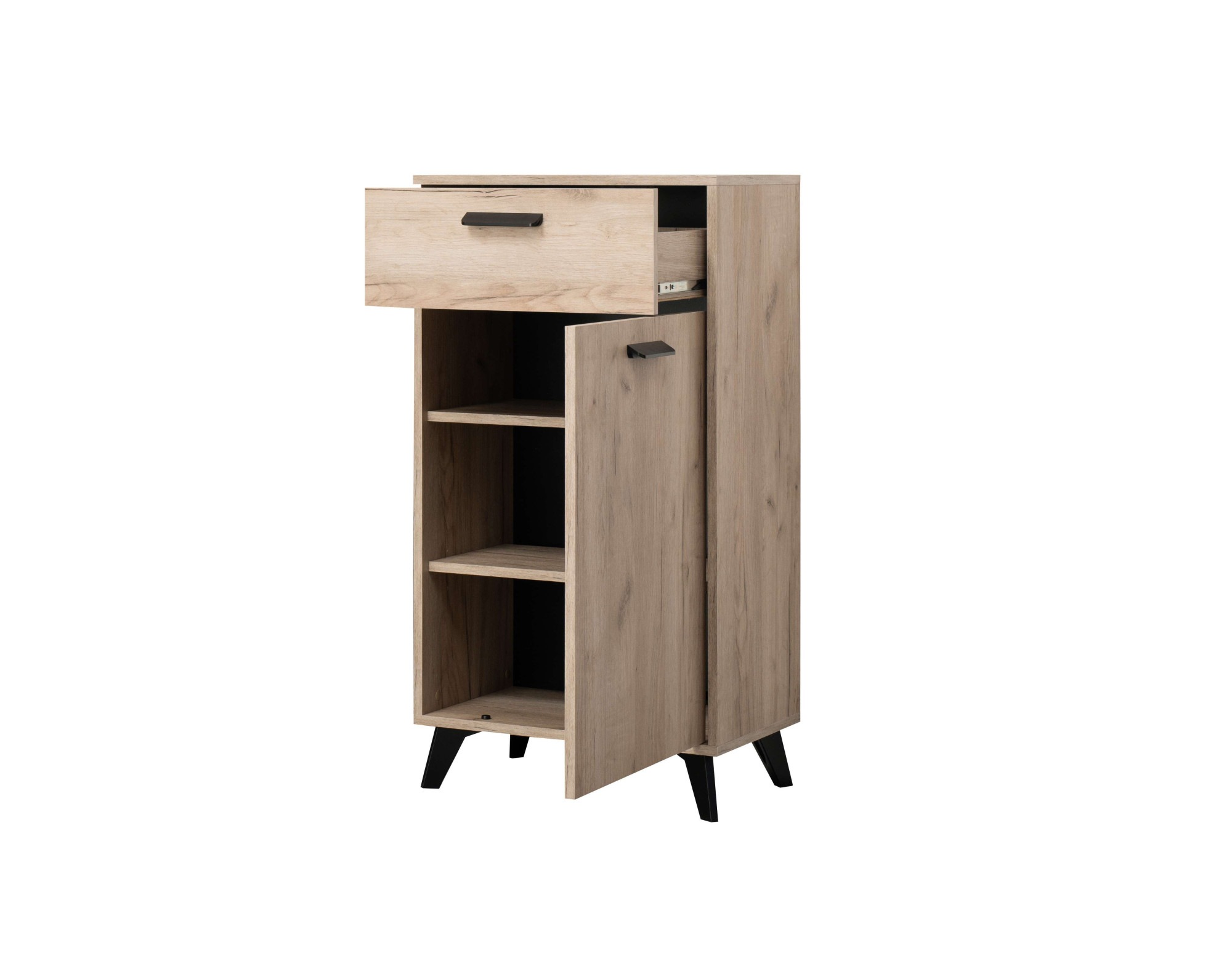 INOSIGN Schuhschrank »Umbria, Schuhkommode, Schuhregal, mit einer Schublade, Höhe 101 cm«, in Grau Eiche, mit einer Schublade, mit schwarzen Beinen