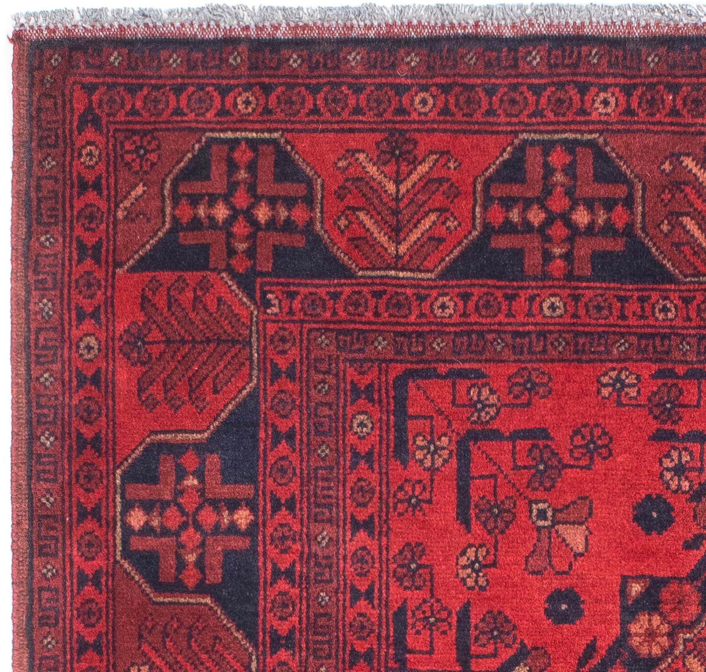 morgenland Orientteppich »Afghan - Kunduz - 151 x 103 cm - rot«, rechteckig, Wohnzimmer, Handgeknüpft, Einzelstück mit Zertifikat