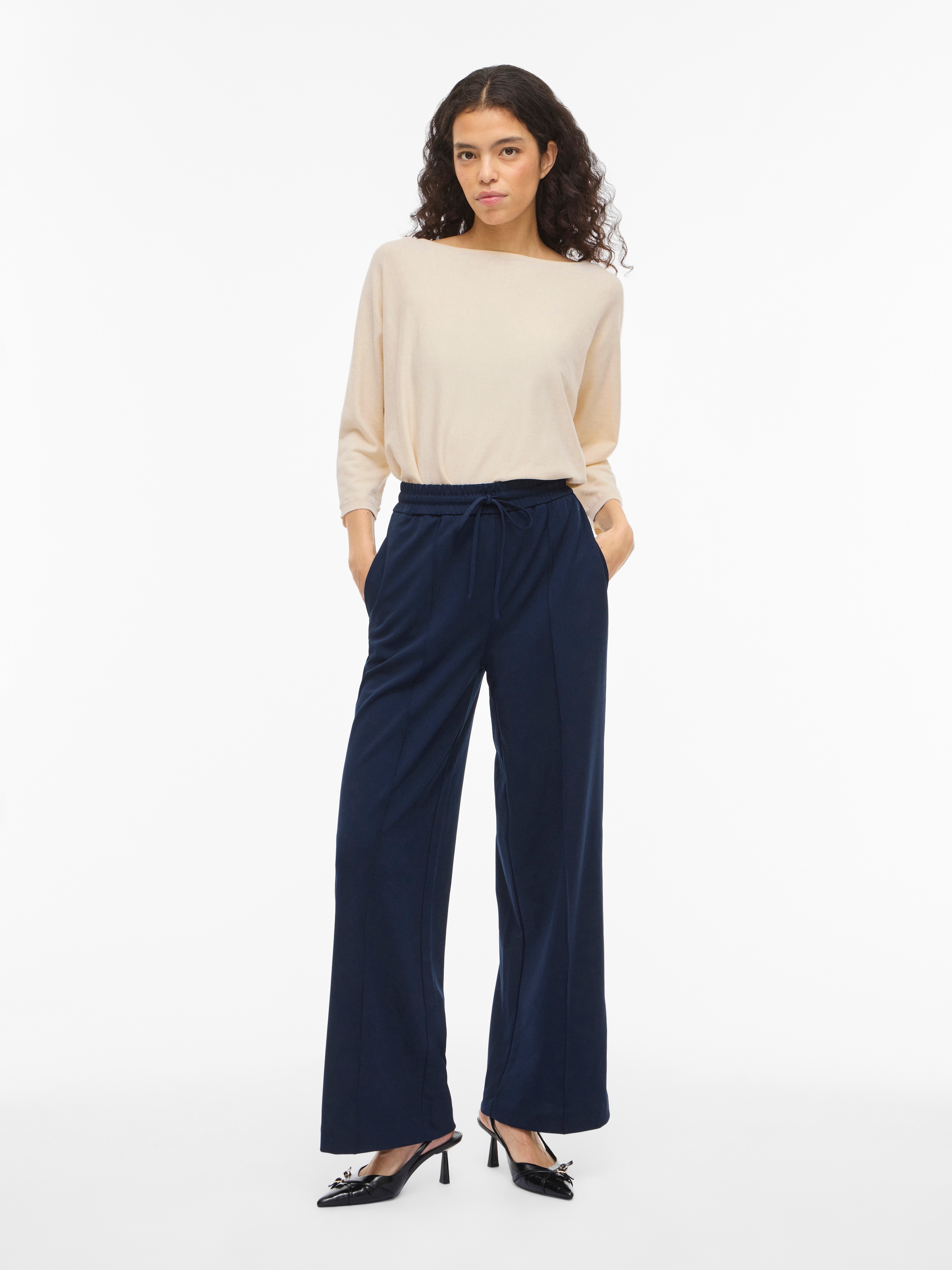 Vila 3/4 Arm-Pullover »VIMALU BOATNECK 3/4 SLEEVE KNIT TOP-NOOS« Materialmix, loose fit