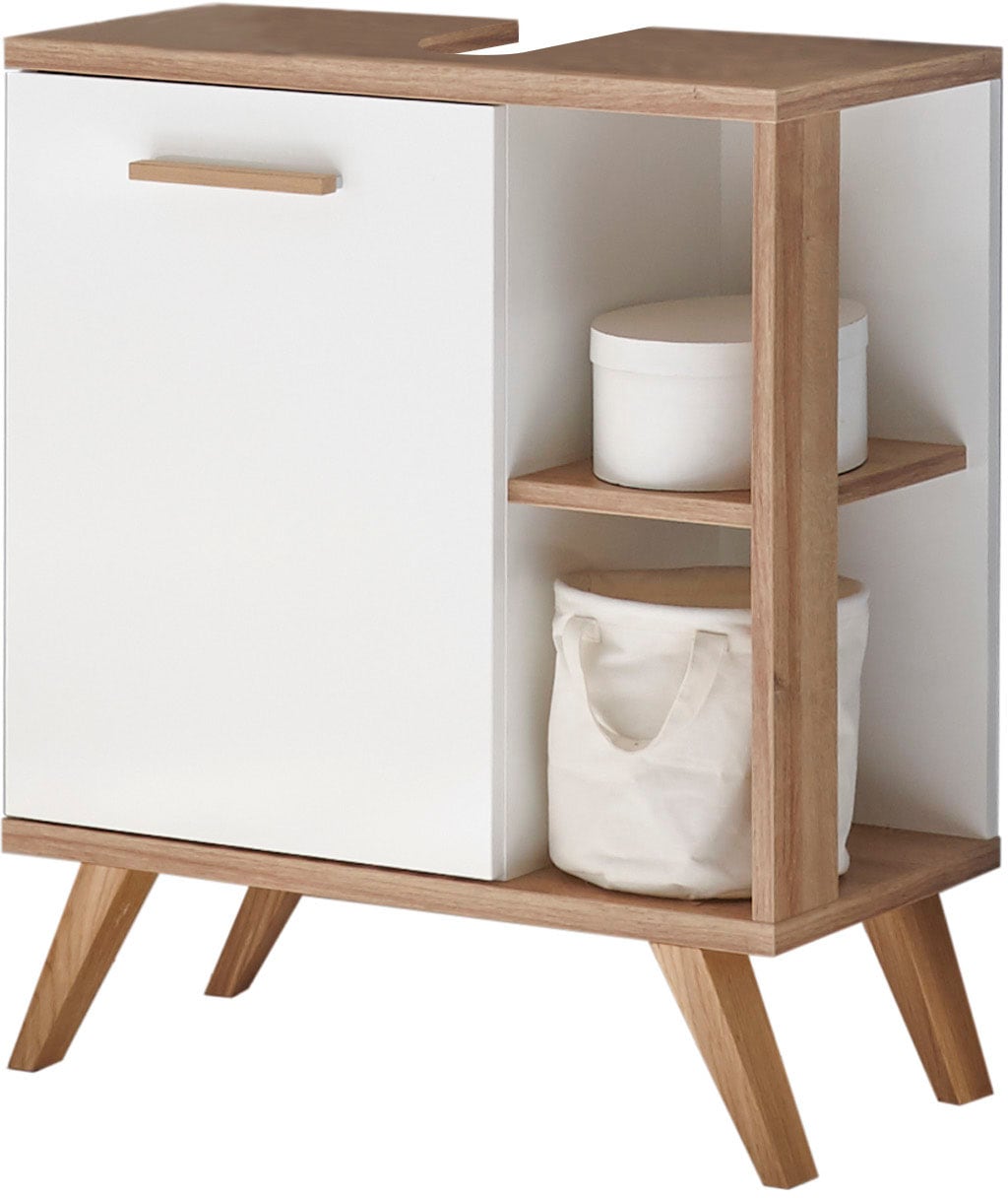 Saphir Badmöbel-Set »Quickset 2-teilig, Waschbeckenunterschrank mit LED-Spiegelschrank«, (2 St.), Waschplatz inkl Türdämpfer, 3 Türen, 2 Einlegeböden, setiliche Ablagen