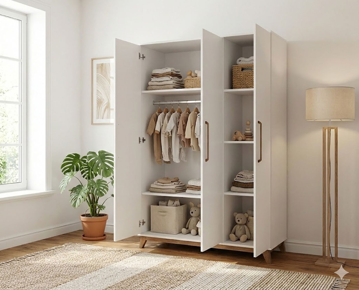 arthur berndt Babymöbel-Set »Babyzimmer Set »Lina« 3-teilig« Spar-Set, Das Set besteht aus Kleiderschrank, Kinderbett und Wickelkommode, 3 Stk. tlg.