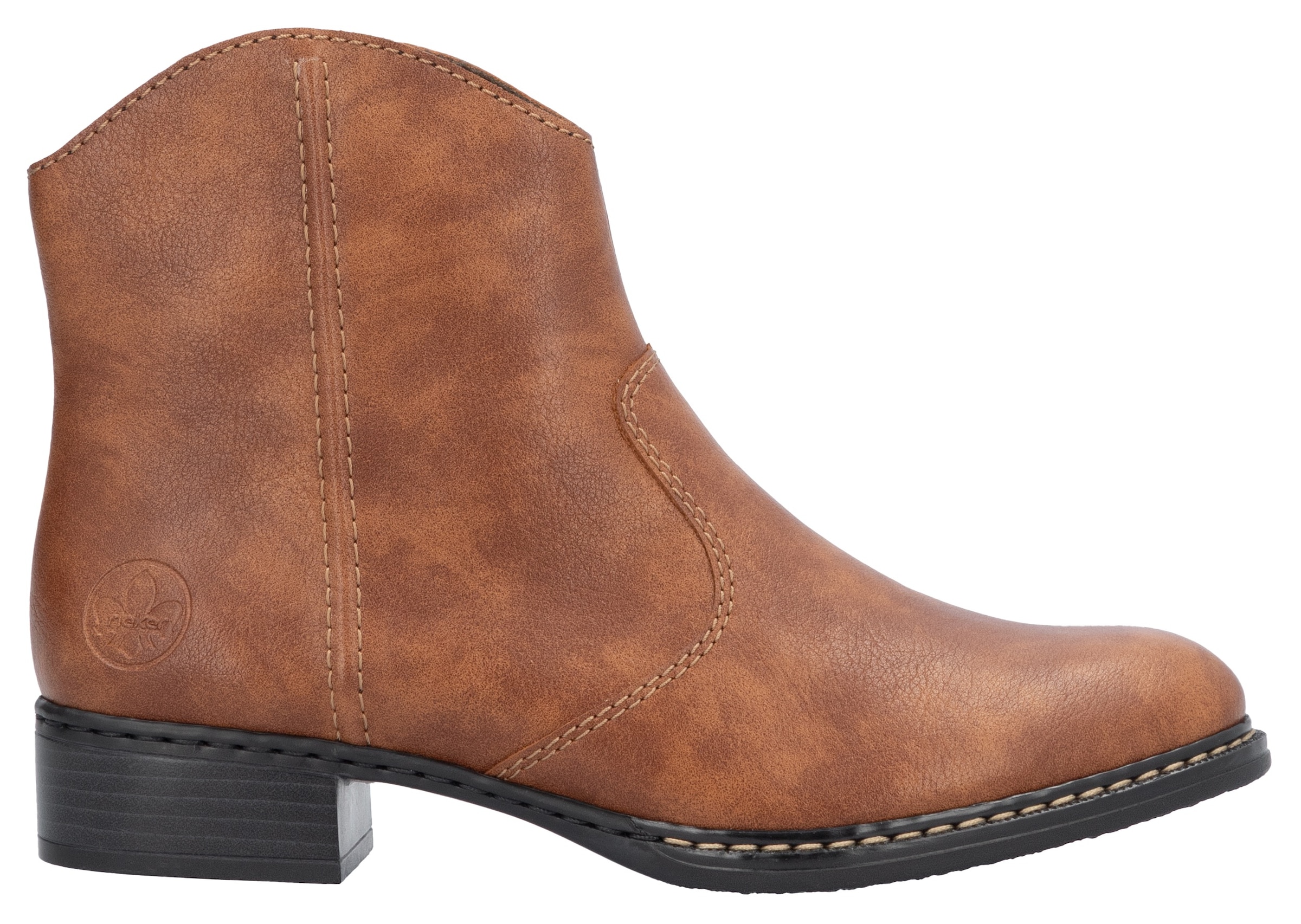 Rieker Cowboy Stiefelette, Westernstiefelette, Stiefelette, Blockabsatz mit Reißverschluss