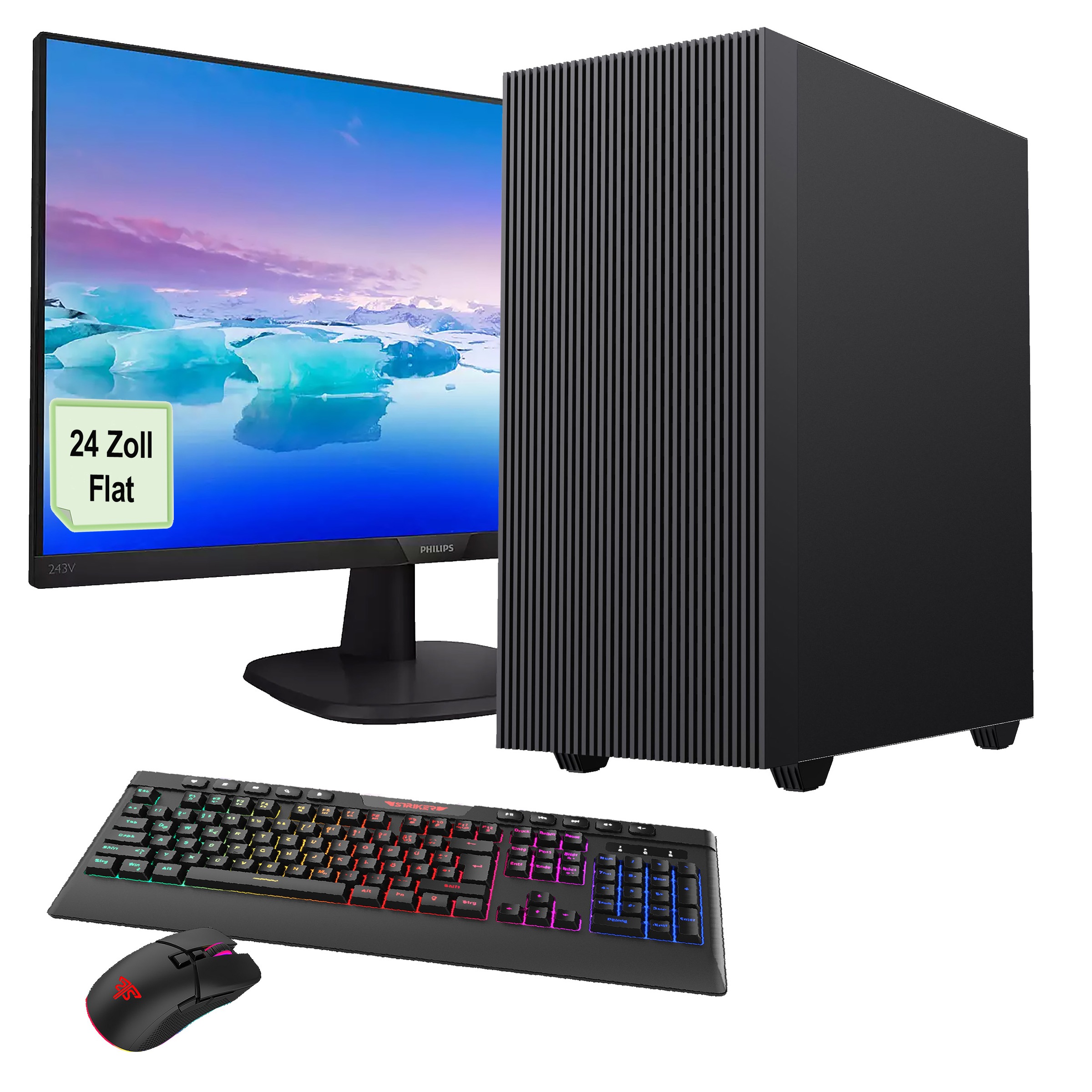 GAMEMAX PC-Komplettsystem »Multimedia-PC Edge SET2470«, Win 11, inklusive Philips V-Line 243V7QDAB Full-HD-LCD-Monitor 24