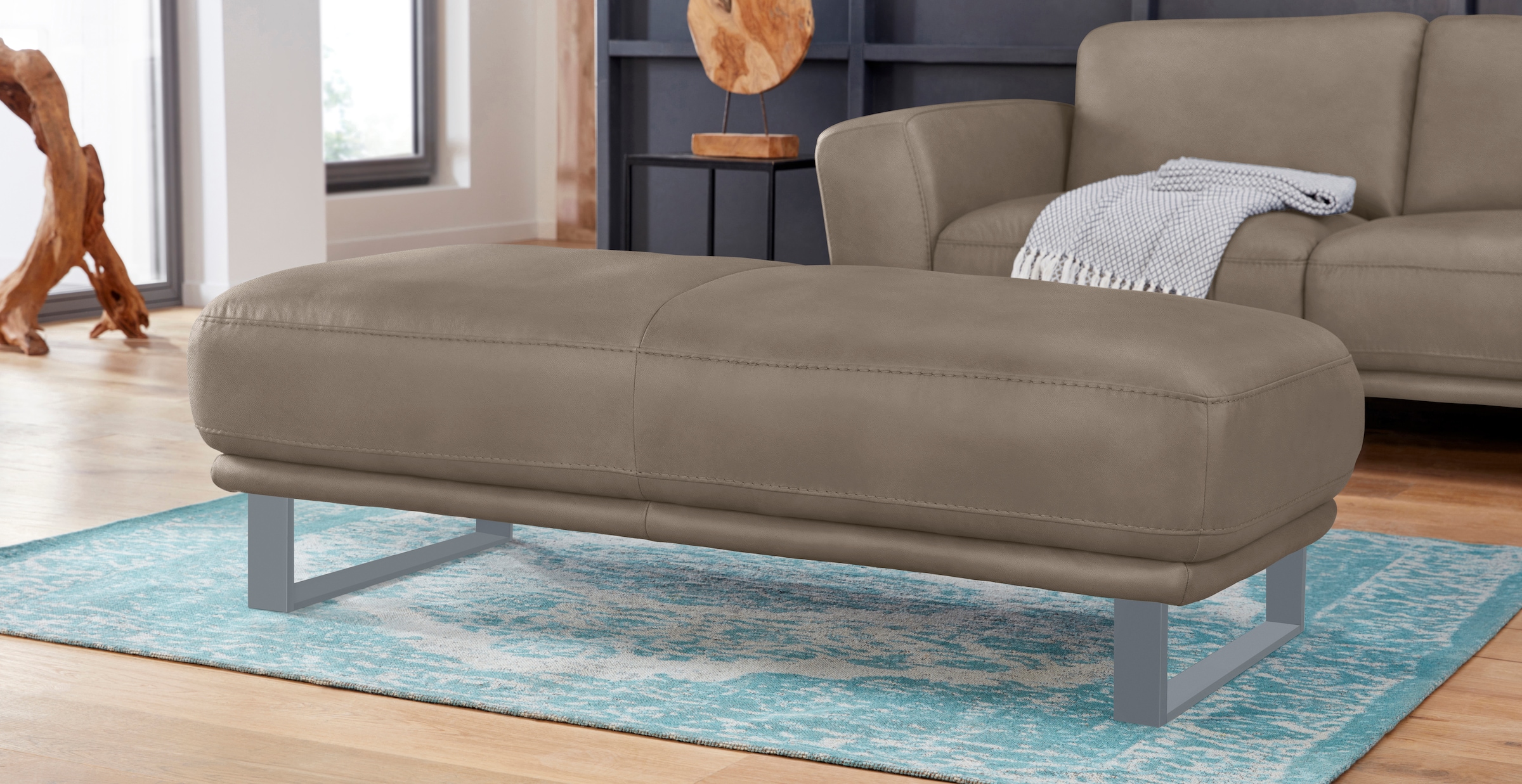 W.SCHILLIG Hocker »montanaa« mit Metallkufen in Silber matt, Breite 141 cm