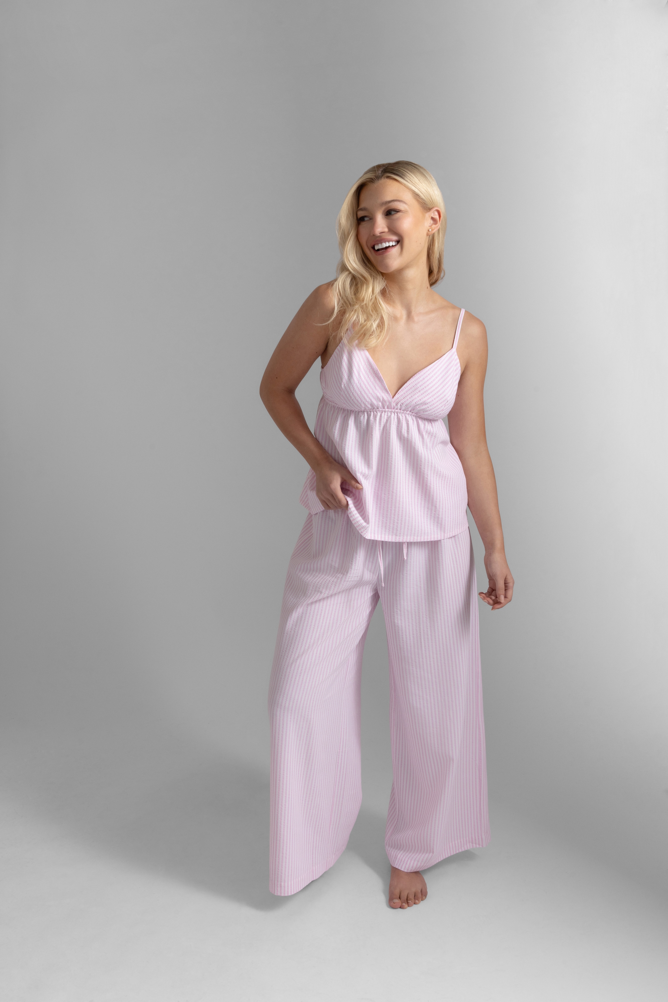 Dorina Pyjamahose »Diana«  Gummizug, Bindeband, gestreift, weites Bein