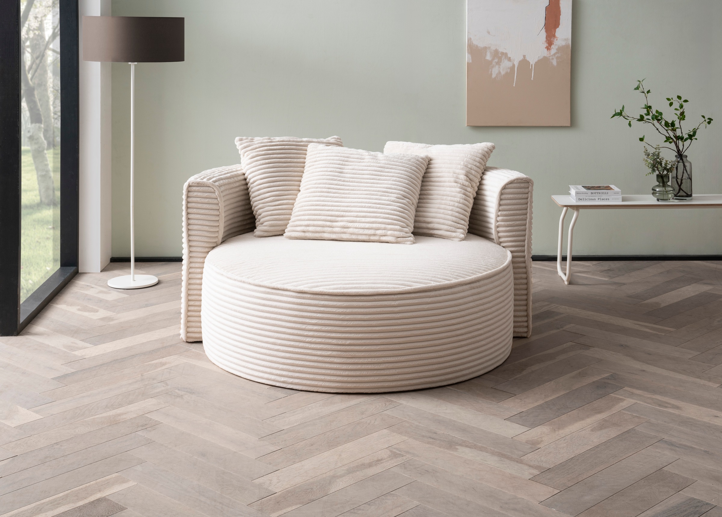 LeGer Home by Lena Gercke XXL-Sessel »ISALIE, Sessel in modernen Farben, Lesesessel, Loveseat, Big-Sessel«, trendige Stoffe, mit 3 Zierkissen, große Sitzfläche, Hocker optional
