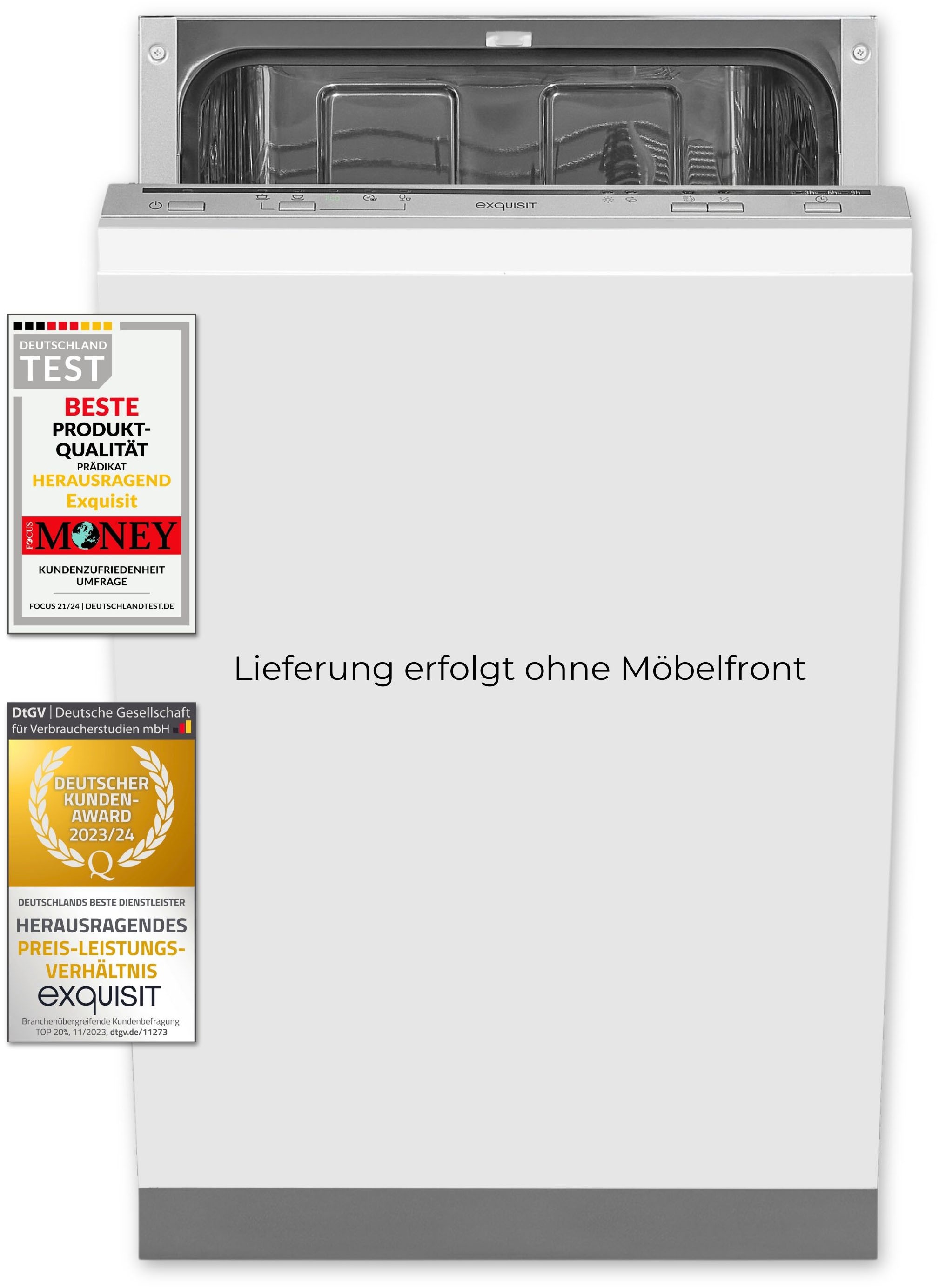 exquisit vollintegrierbarer Geschirrspüler »EGSP1009-E-030E silber«, 9 Maßgedecke, 45 cm breit