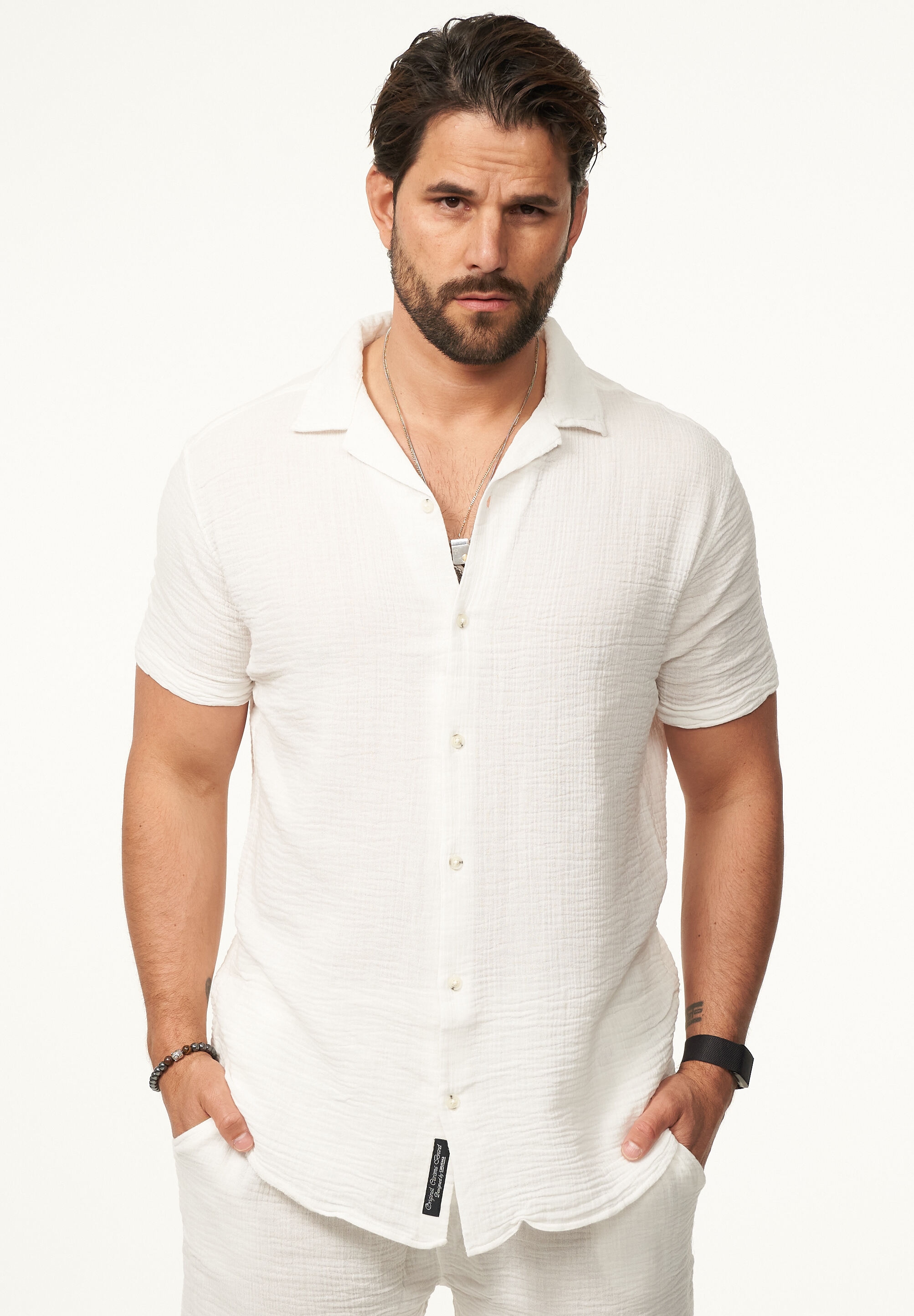 CARISMA Kurzarmhemd »im Vintage Summer-Look in Crinkle Optik« Herren luftig leichtes Kurzarm Feinstrick Polo-Hemd T-Shirt