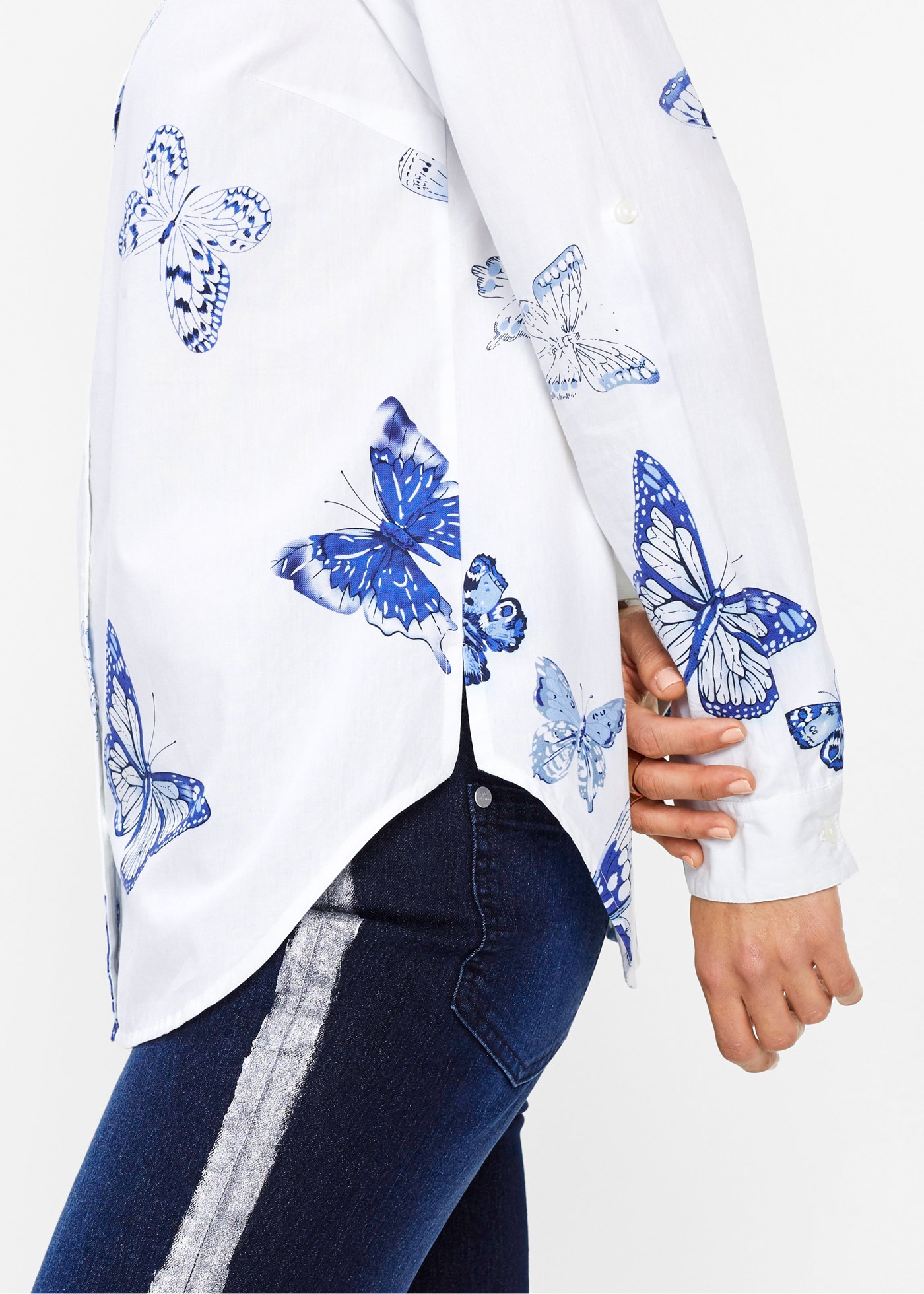 bonprix Langarmbluse 1 figurumspielende Passform, für eleganten Stil, aus Viskose