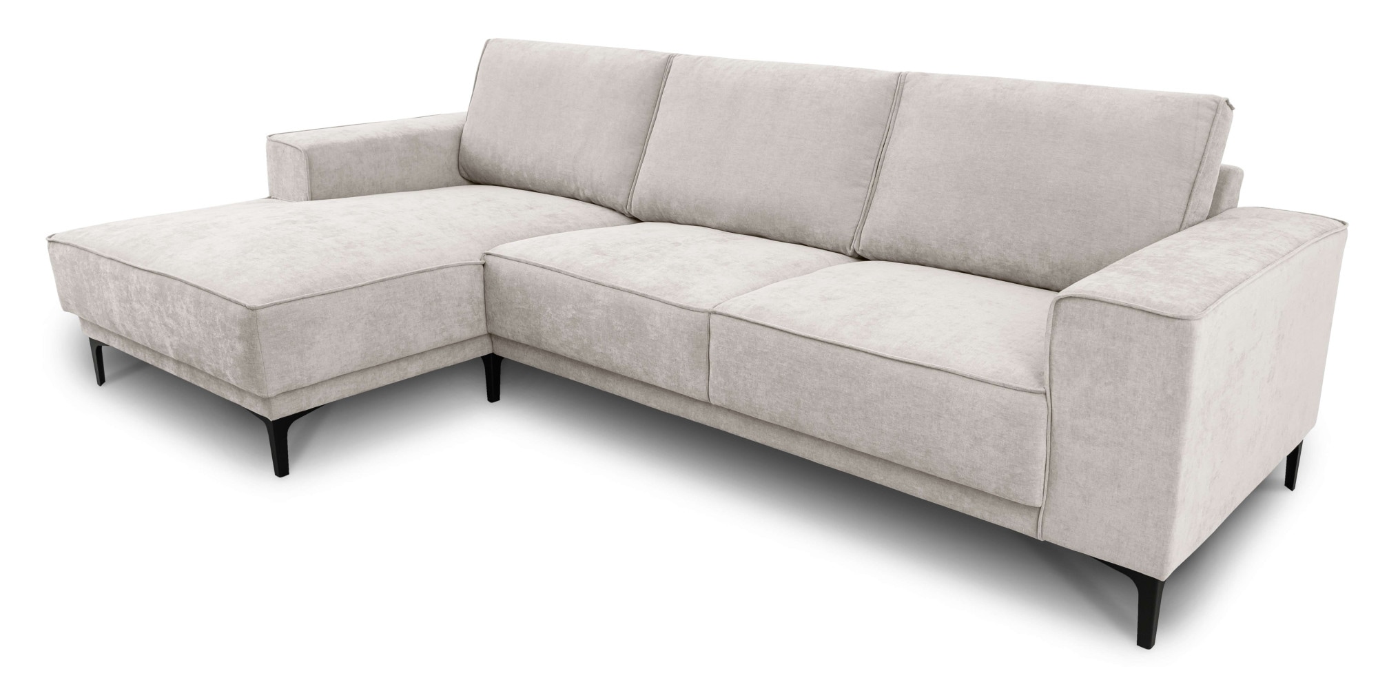 PLACES OF STYLE Ecksofa »Polsterecke Oland, Struktur, Flachgewebe, Luxus-Microfaser, Boucle« L-Form, 280 cm, Wellenunterfederung, Skandi-Design, Metallfüße