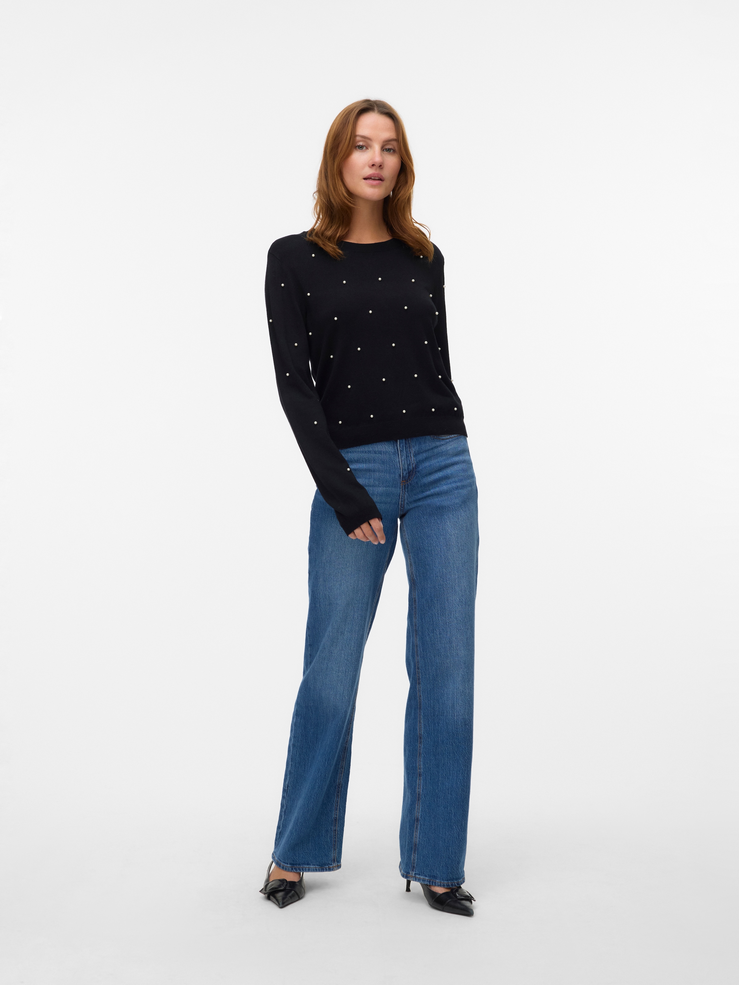 Vero Moda Rundhalspullover »VMGLORY PEARL LS O-NECK PULLOVER BOO«
