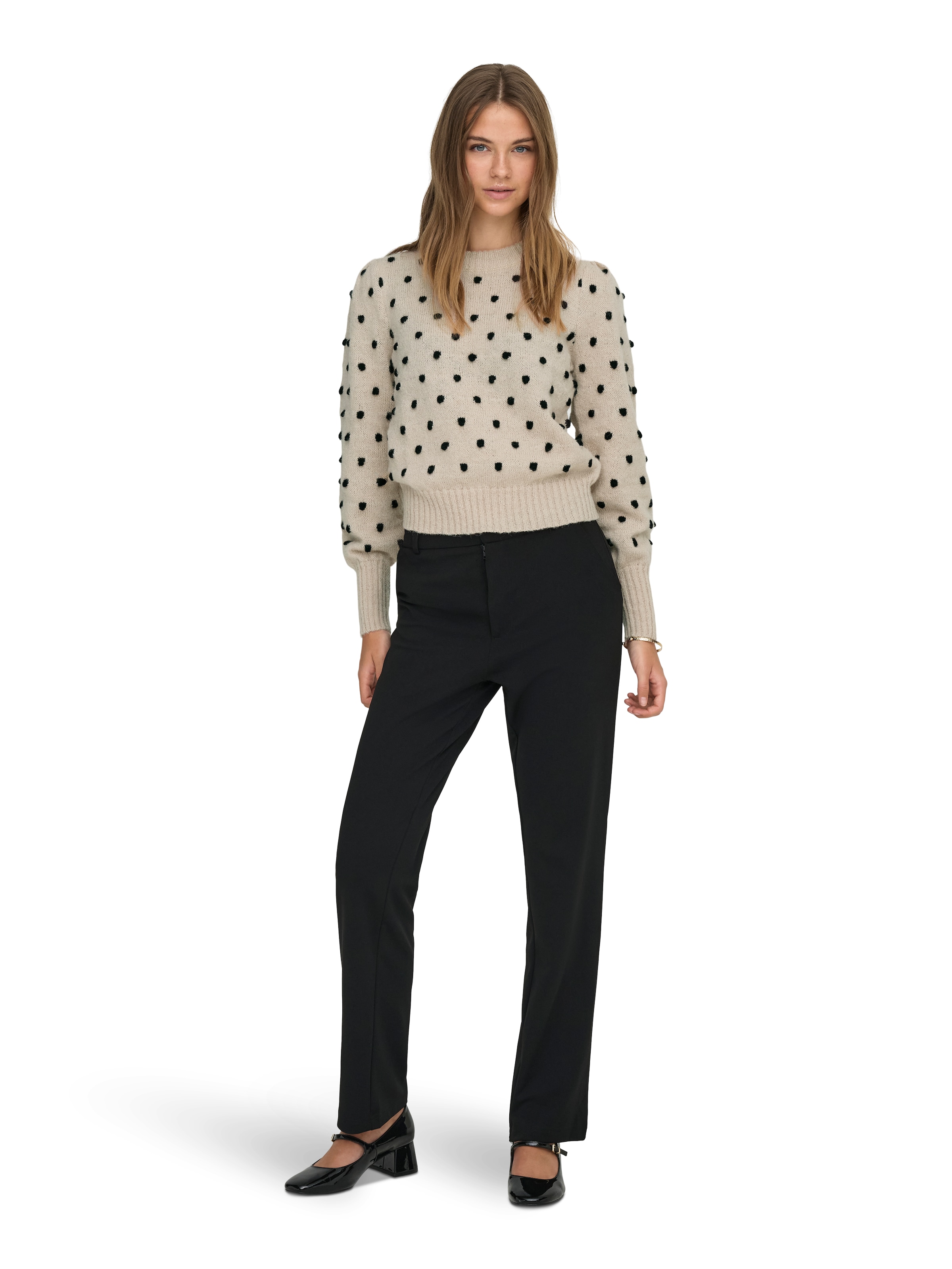 JDY Rundhalspullover »JDYSIGRID LIFE L/S ON PUFF PULL KNT NOOS« in gepunkteter Optik