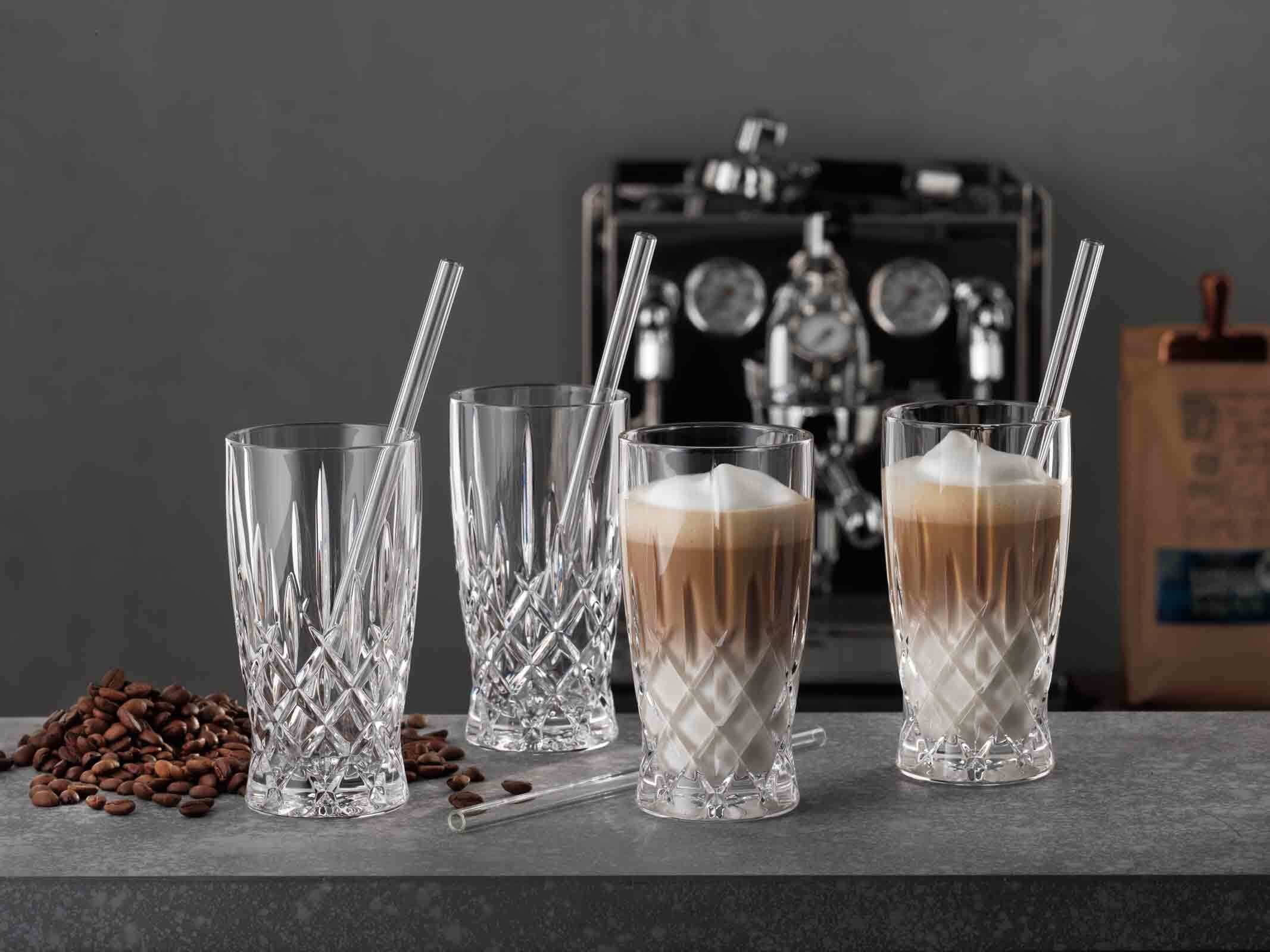 Nachtmann Latte-Macchiato-Glas »Latte Macchiato Set Noblesse 350 ml 8er Set transparent« Erhöhte Bruchfestigkeit, Kristallglas, spülmaschinenfest
