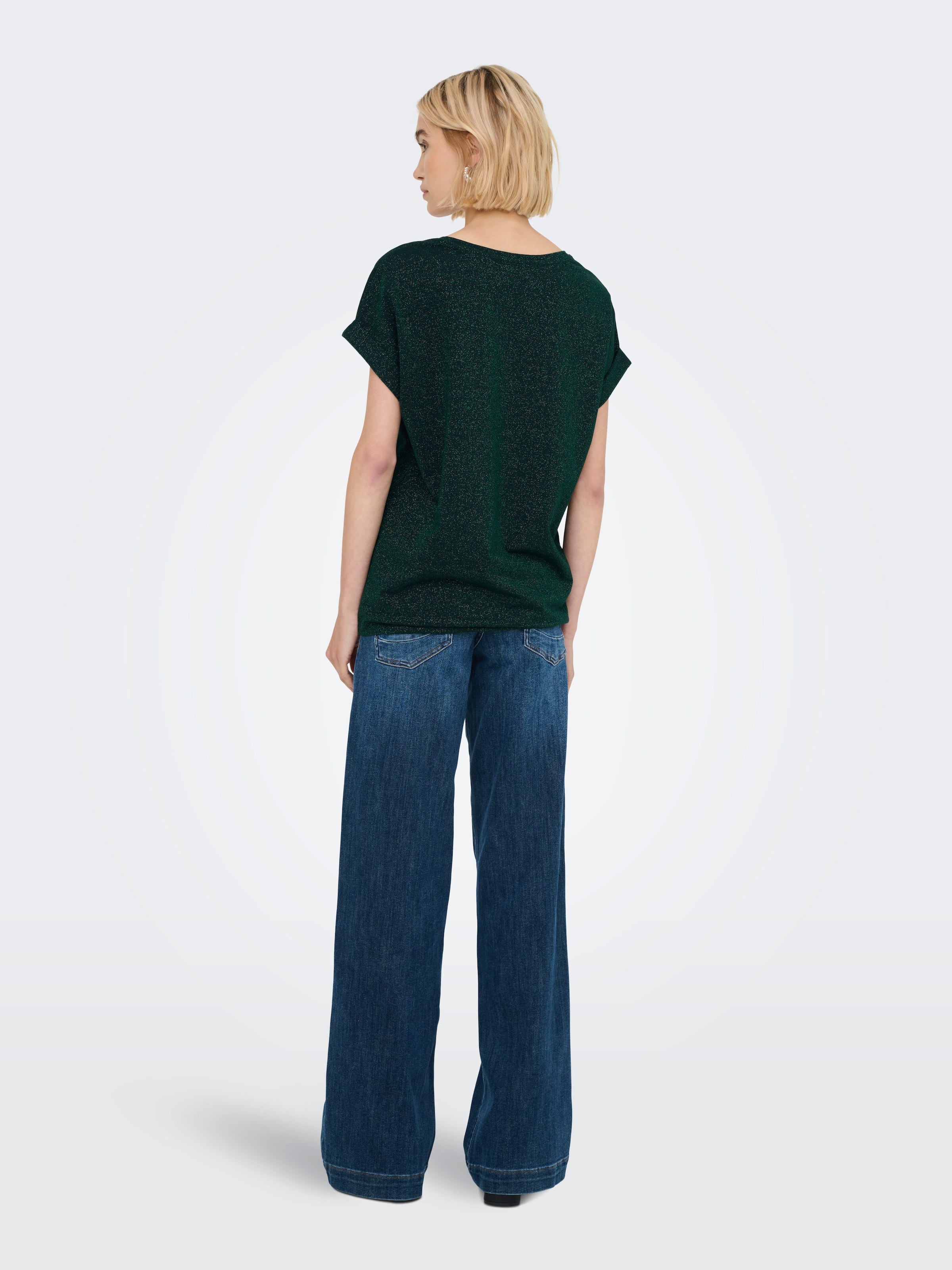 ONLY Kurzarmshirt »ONLMOSTER GLITTER S/S TOP NOOS JRS«, mit Glitzerdetail