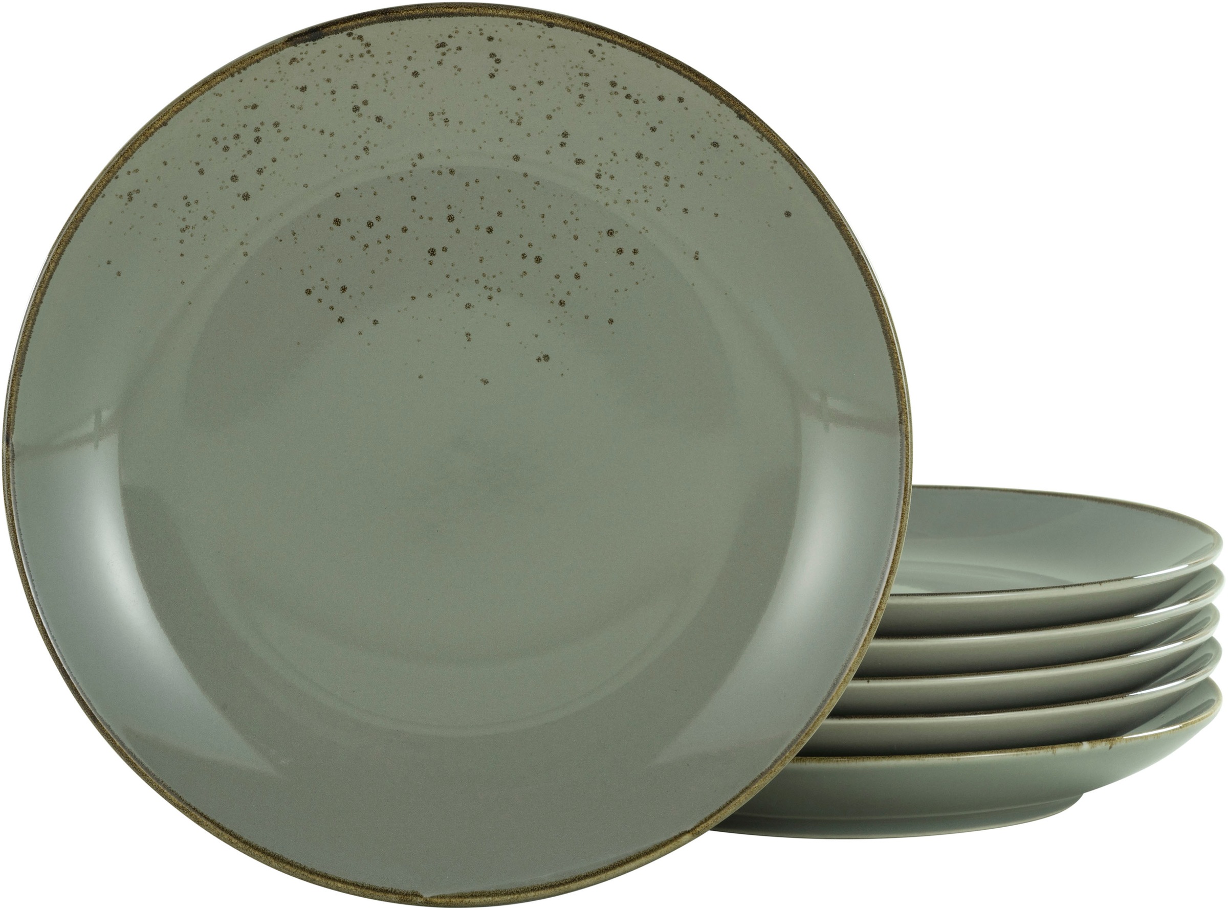 CreaTable Dessertteller »Essteller NATURE COLLECTION«, (Set, 6 St.), Teller Set für 6 Personen, Ø 21 cm, Steinzeug