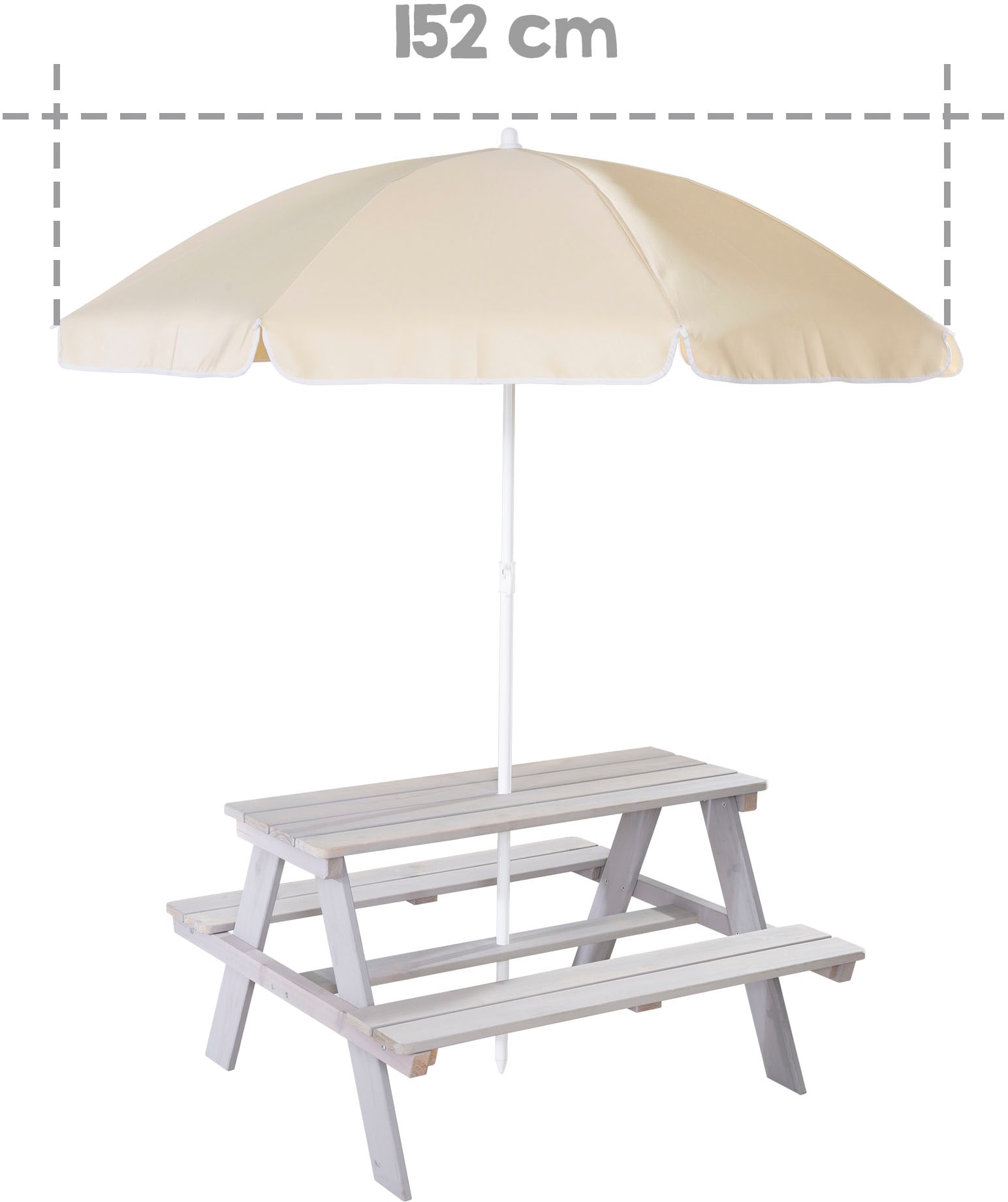 roba® Garten-Kindersitzgruppe »Picknick for 4 Outdoor +«, (Set, 2 tlg.), grau, mit Sonnenschirm