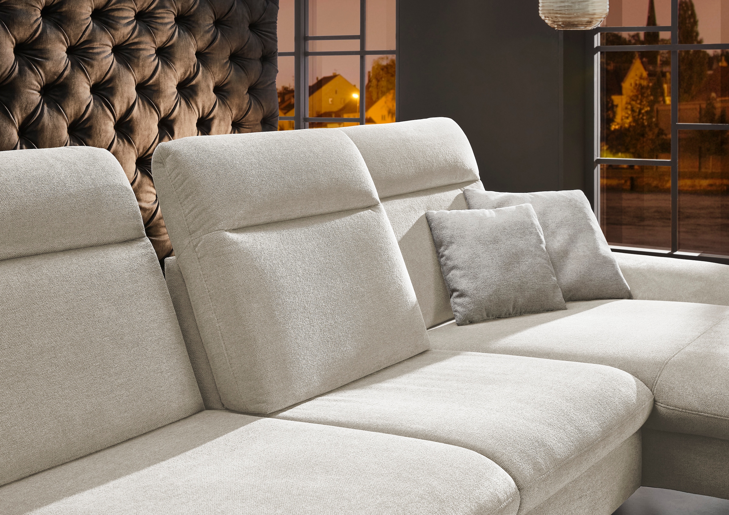 HUKLA Ecksofa »HU-HP22156 L-Form«, inkl. Kopfpolsterverstellung, optional mit Sitztiefenverstellung