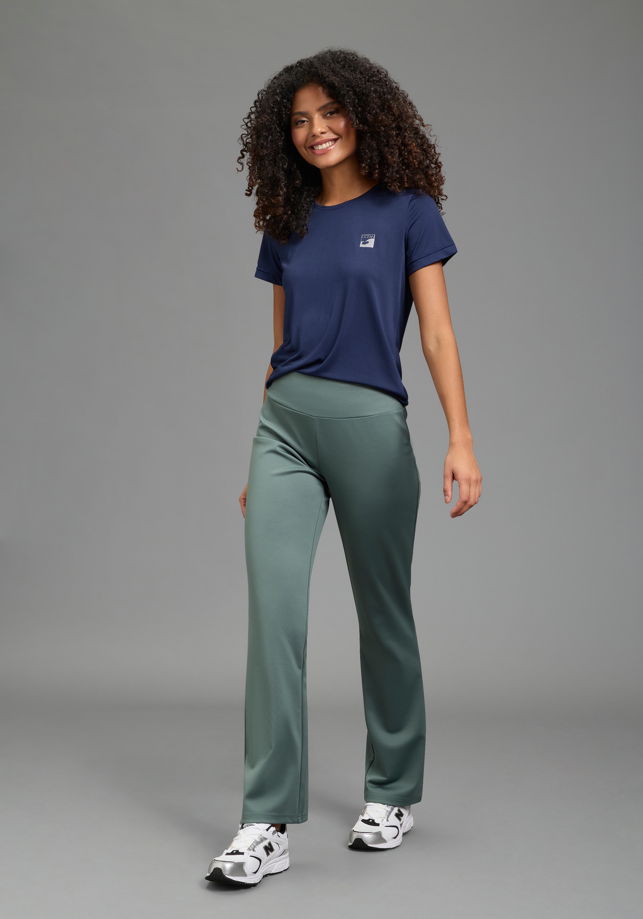Laura Scott Jerseyhose »BOOTCUT«  aus Polyester und Elasthan, unifarbene Optik