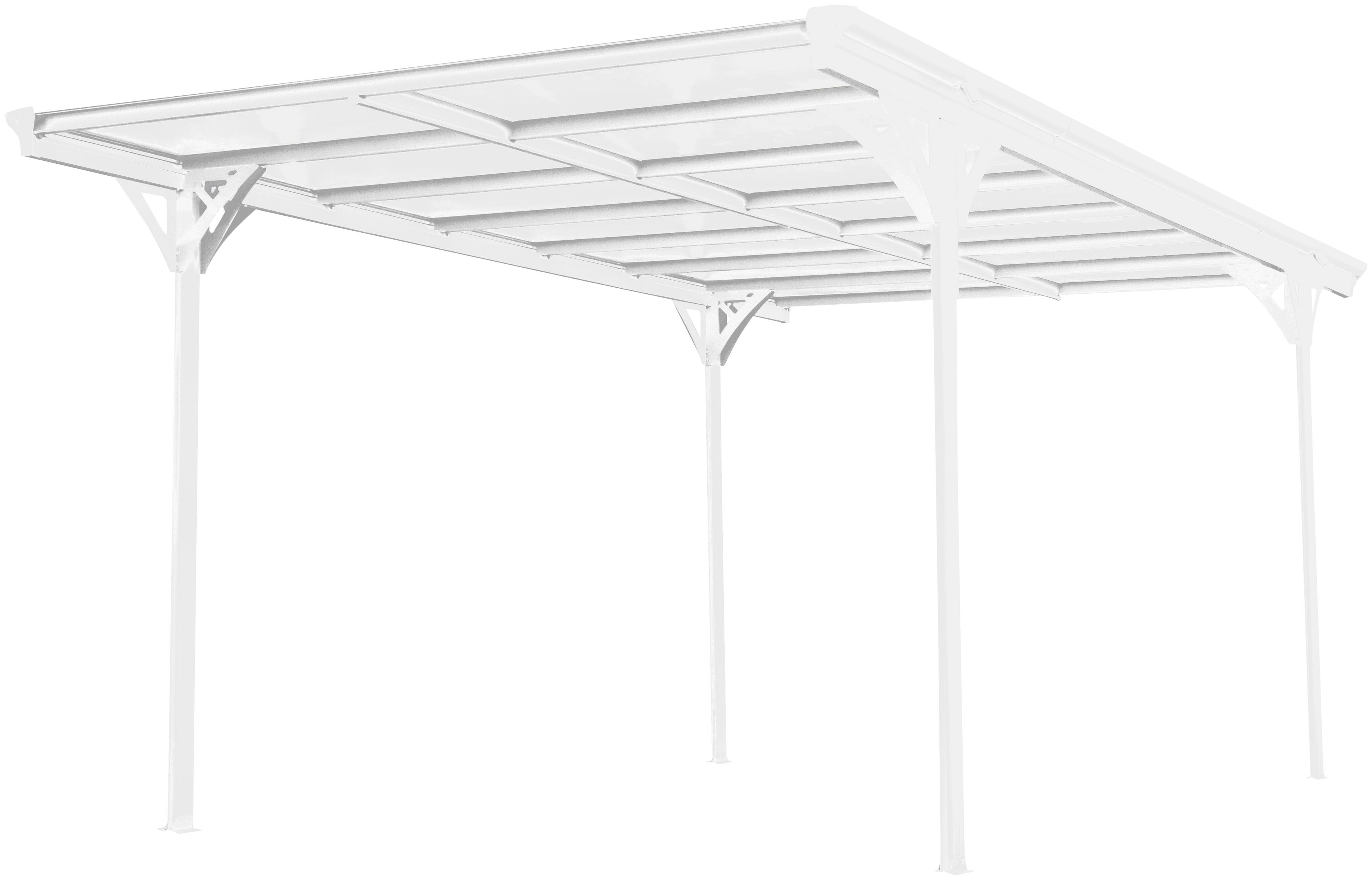 Westmann Einzelcarport »Flachdach« Aluminium 280 cm Weiß aus Aluminium in weiß, Größe B/H/T: 305 cm x 217 cm x 503 cm