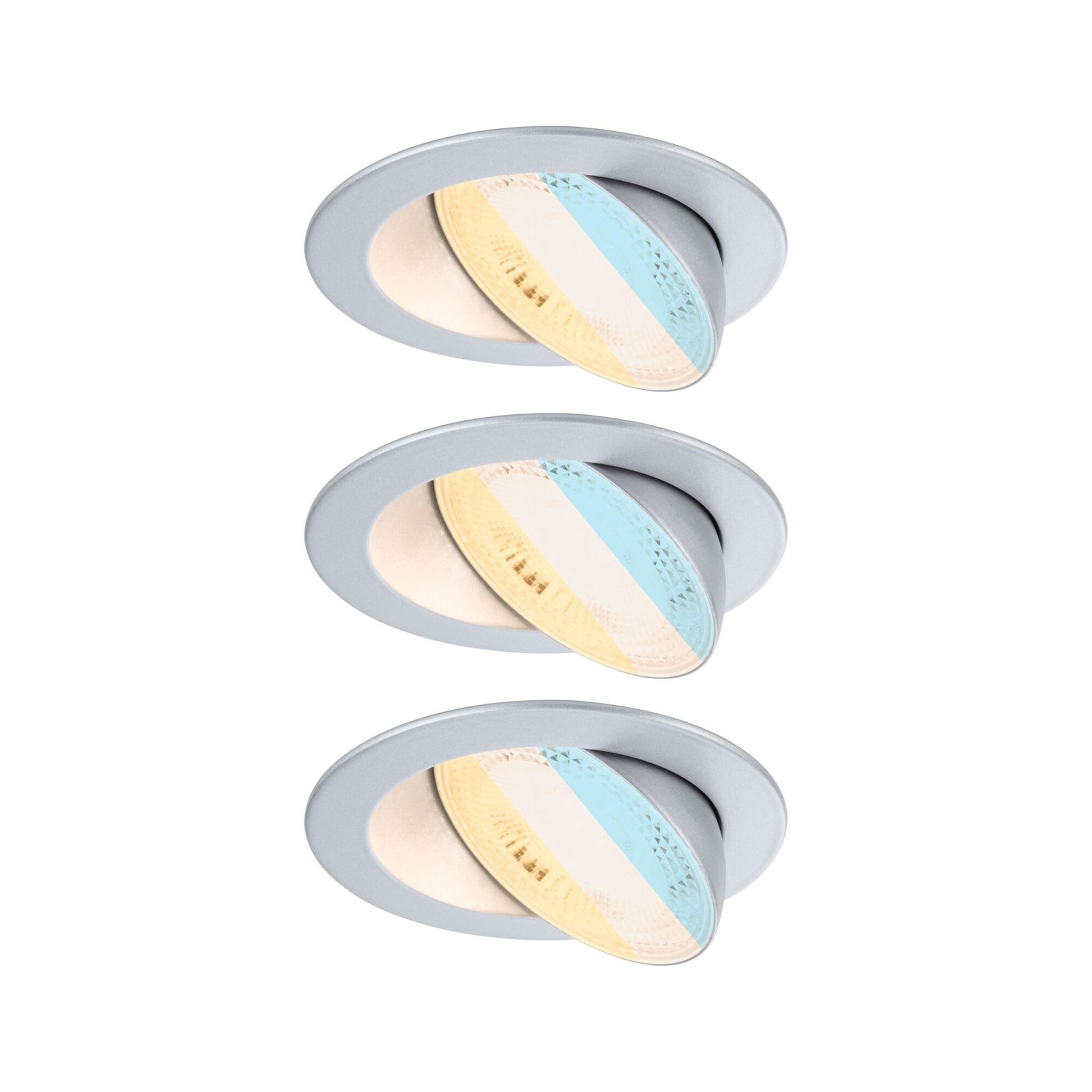 Paulmann LED Einbauleuchte »LED Einbauleuchte White Select Aumus 3xSet 5W 700lm 2300V 2700 - 6500K« 3 Stk. Tageslichtweiß Memoryfunktion, mehrere Helligkeitsstufen, Farbwechsler, Farbsteuerung