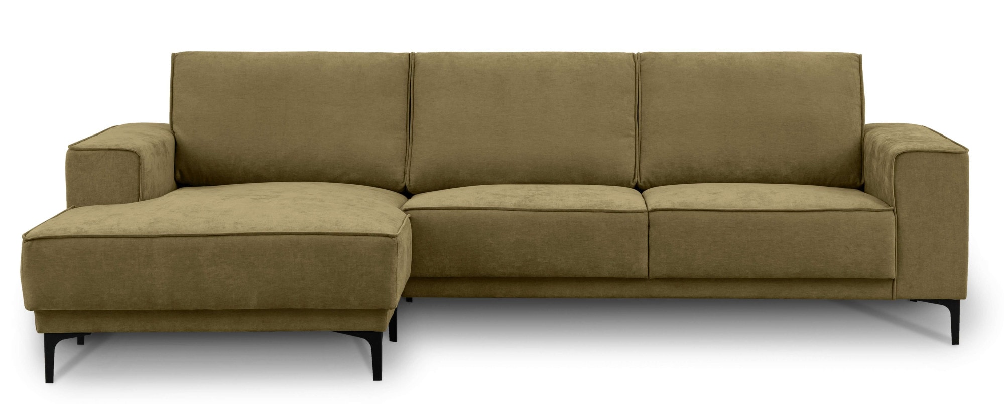 Places of Style Ecksofa »Polsterecke Oland, Struktur, Flachgewebe, Luxus-Microfaser, Boucle«, L-Form, 280 cm, Wellenunterfederung, Skandi-Design, Metallfüße