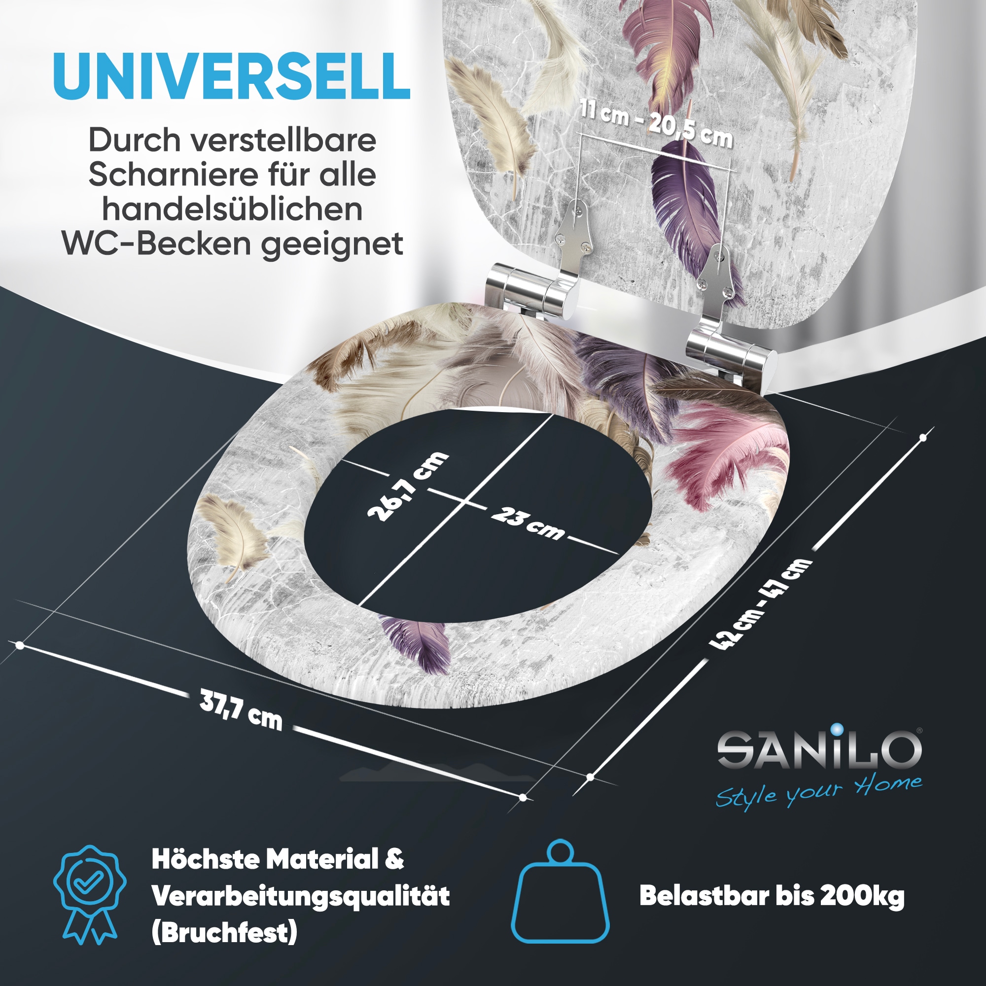 Sanilo WC-Sitz »mit Absenkautomatik, viele schöne Toilettensitze direkt vom Hersteller« Premium Toilettendeckel, moderner Klodeckel, leichte Montage