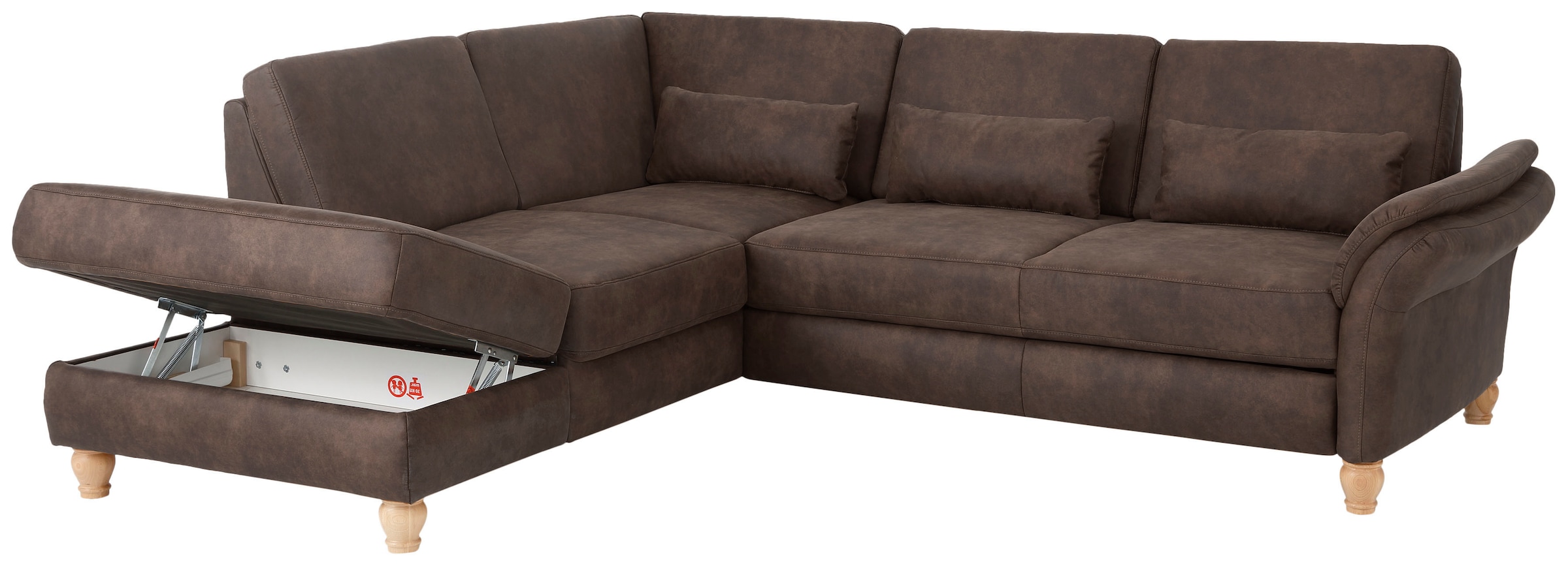 Home affaire Ecksofa »Palace L-Form«, incl. Sitztiefenverstellung, wahlweise mit Bettfunktion und Stauraum
