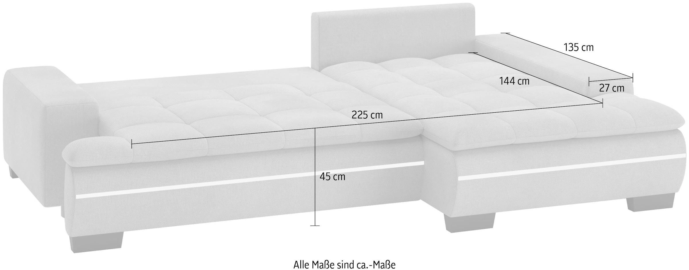 Mr. Couch Ecksofa »Haiti II, L-Form«, RGB-LED Beleuchtung, Kaltschaum, wahlweise mit Bett, Bettkasten