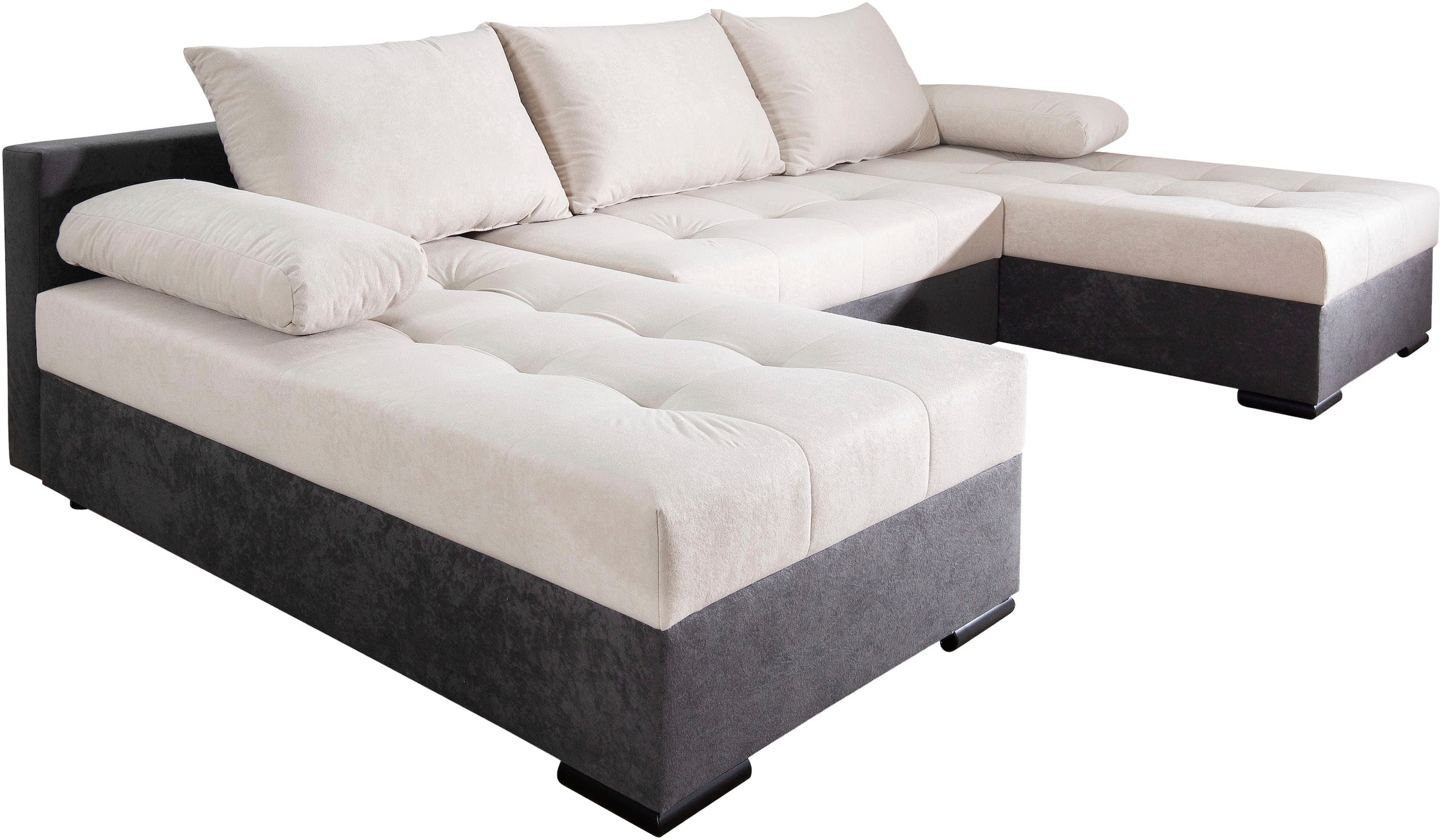 COLLECTION AB Wohnlandschaft »Josy, U-Form, Schlafsofa mit Bettkasten«, (Cord-/Mix), flexible Recamiere, Breite: 269cm, inklusive Rückenkissen
