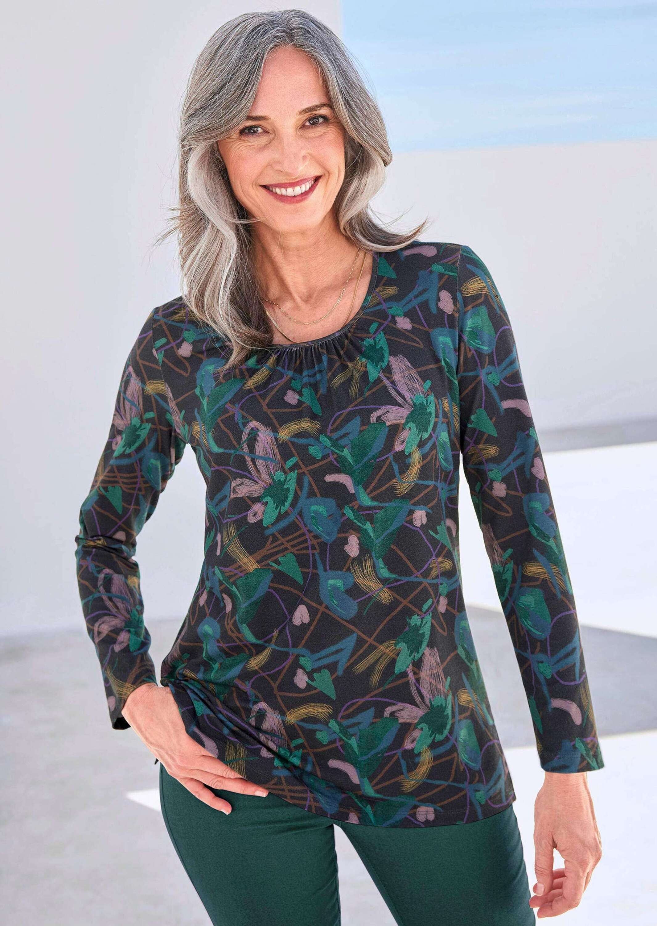 GOLDNER Langarmshirt »Kurzgröße Druckshirt«