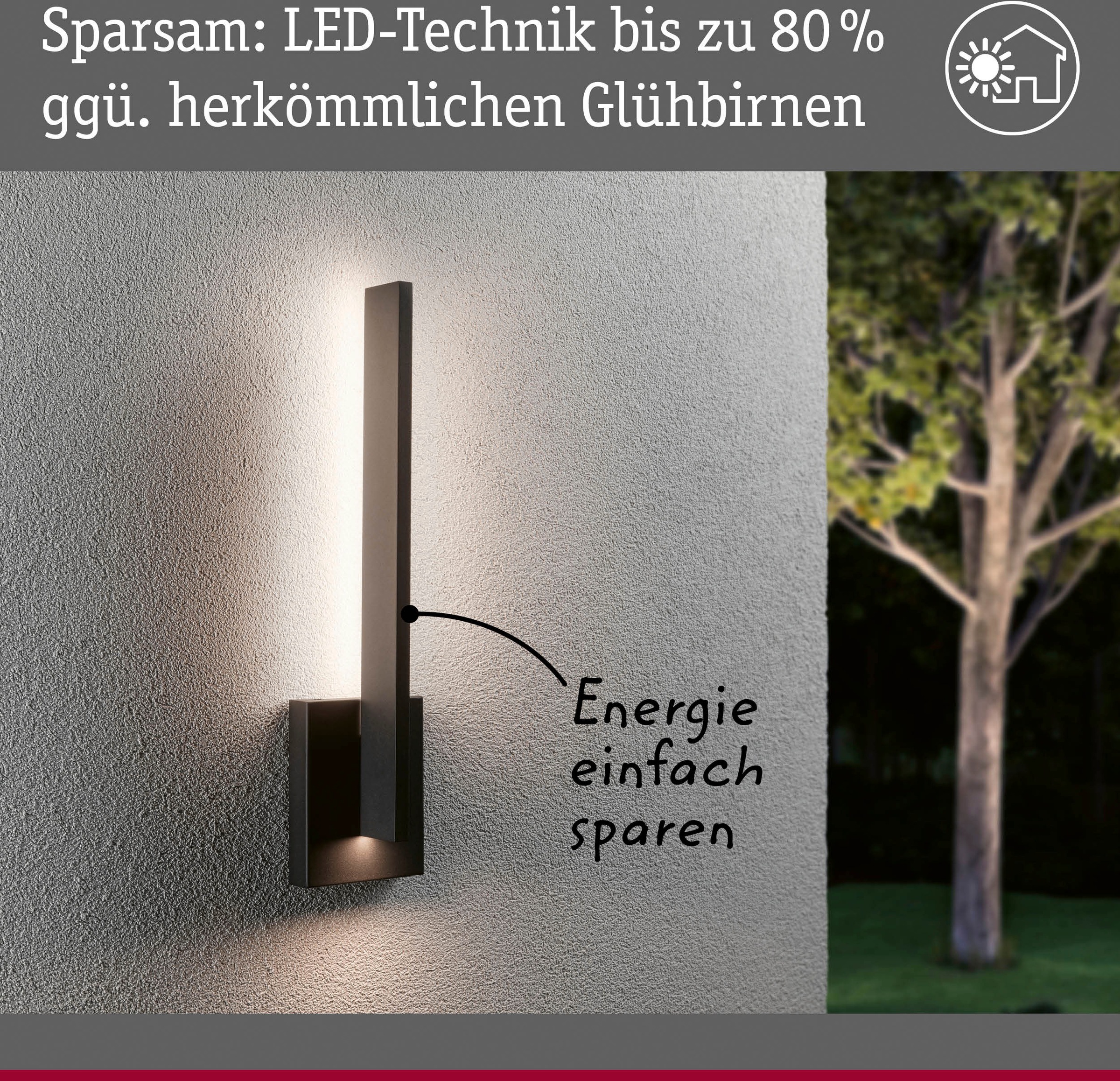 Paulmann LED Außen-Wandleuchte »Outdoor 230V Levka 13,5W IP44 3000K anthrazit«, 1 flammig, Outdoor 230V Levka 13,5W IP44 3000K anthrazit
