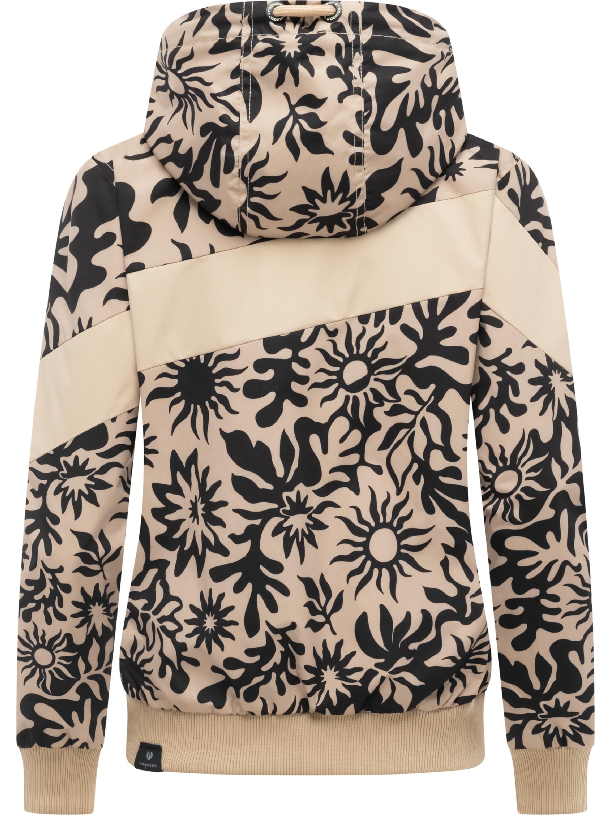 Ragwear Outdoorjacke »Übergangsjacke Nuggie Block Flower« mit Kapuze modische Damen Freizeitjacke mit floralem Print