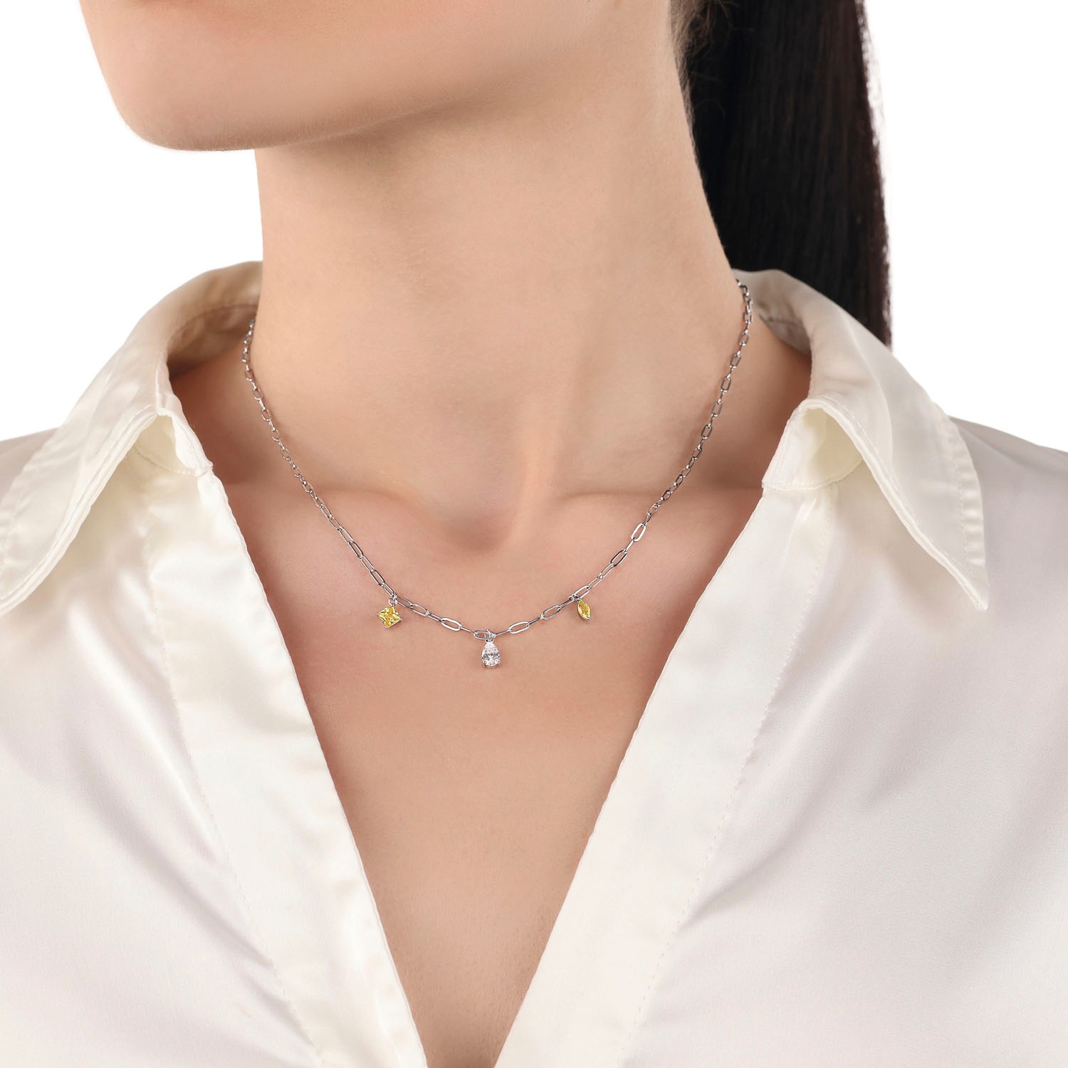 Amor Kette mit Anhänger »2039275, 2039280«, mit Zirkonia (synth.) oder Glasstein