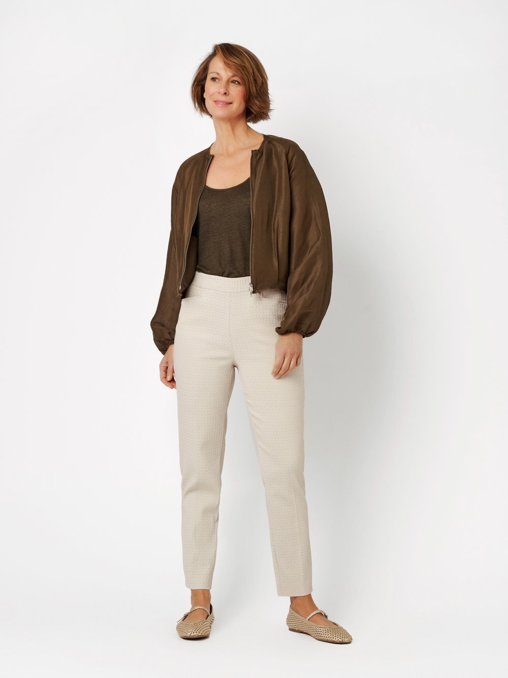 Relaxed Stretch-Hose »Alice Slim 7/8«  aus strukturiertem Jacquard