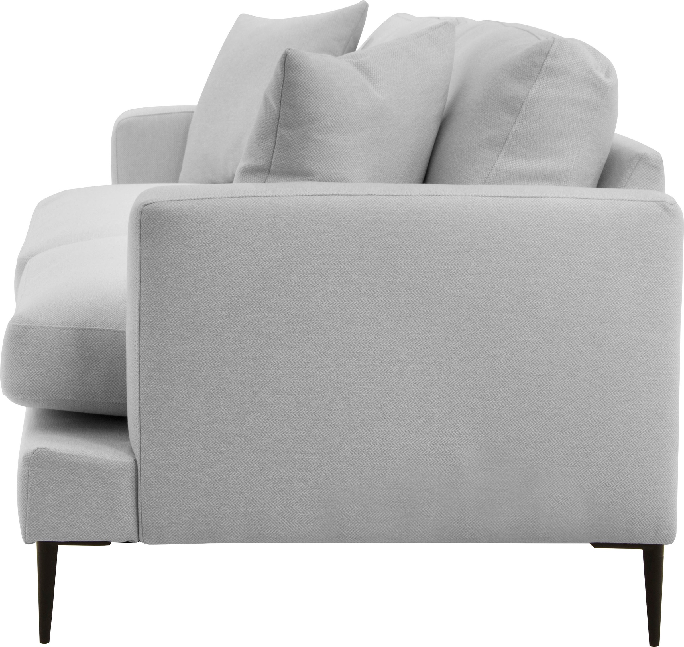 Leonique Big-Sofa »Cozy elegantes Designsofa, Maße B/T/H: 252/97/80 cm«, mit losen Kissen und Metallbeinen