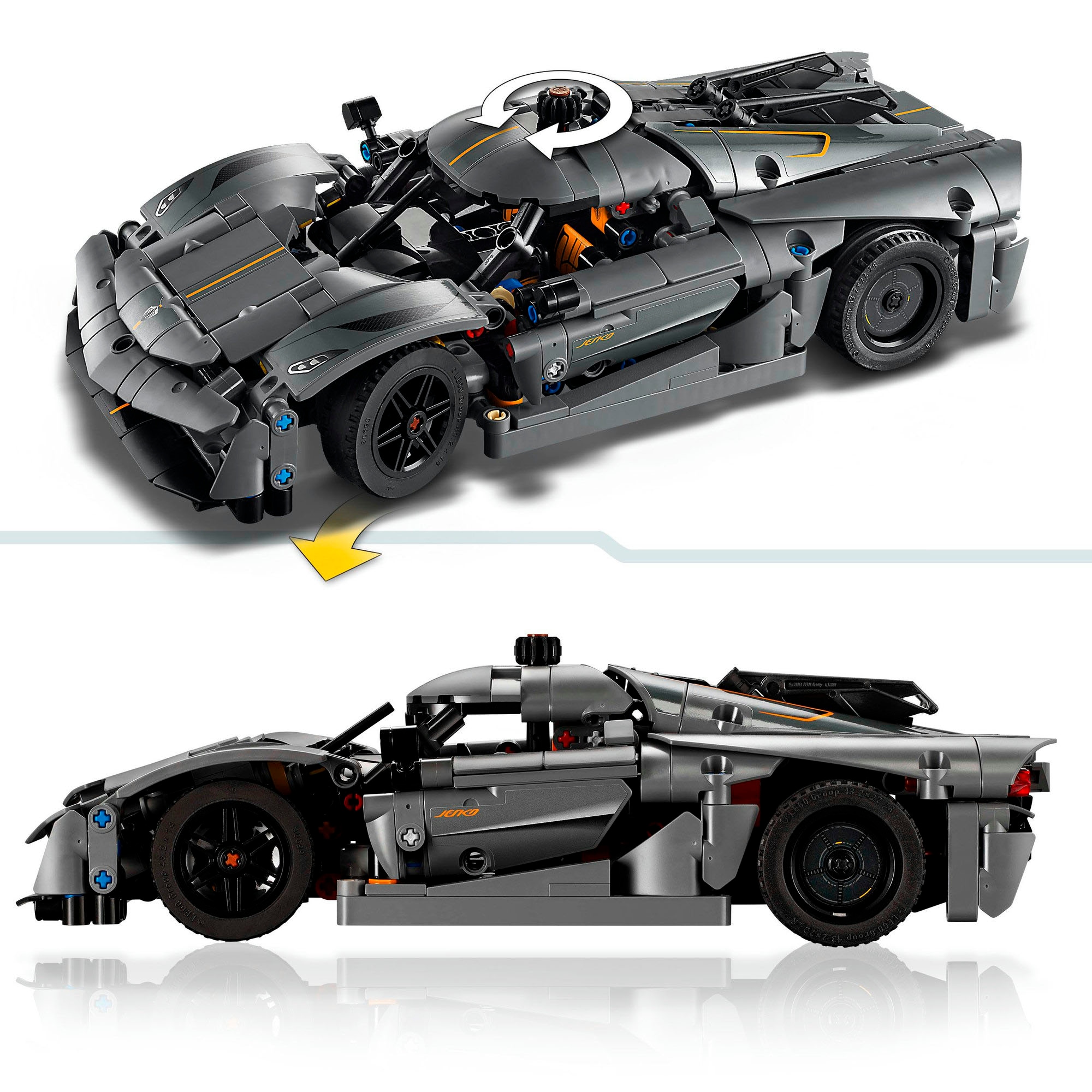 LEGO® Konstruktionsspielsteine »Koenigsegg Jesko Absolut Supersportwagen in Grau (42173), LEGO Technic«, (801 St.), Made in Europe