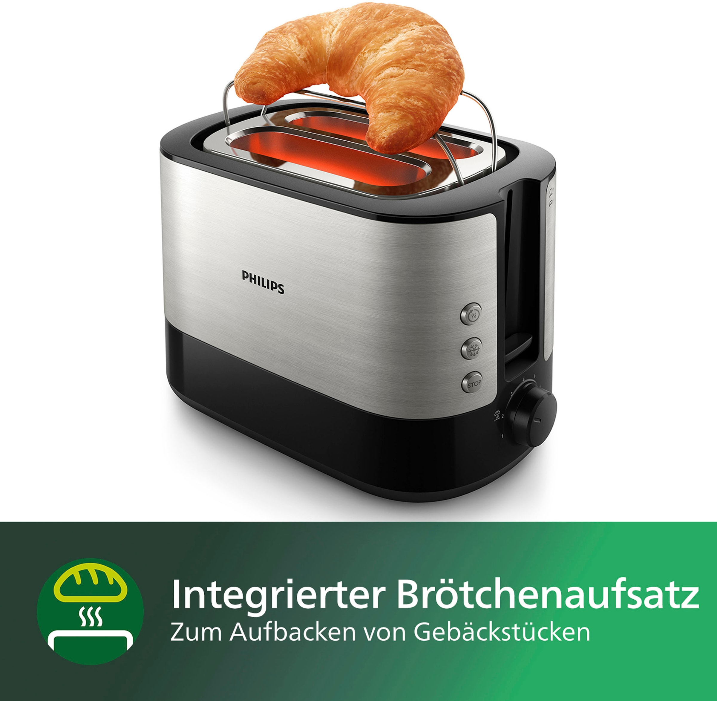 Philips Toaster »HD2637/90 Viva Collection«, online Bränungsstufen, Funktionen 2 Schlitze, kurze Scheiben, bei Krümelschublade, W, 2 OTTO Brötchenaufsatz, 7 für 3 1000